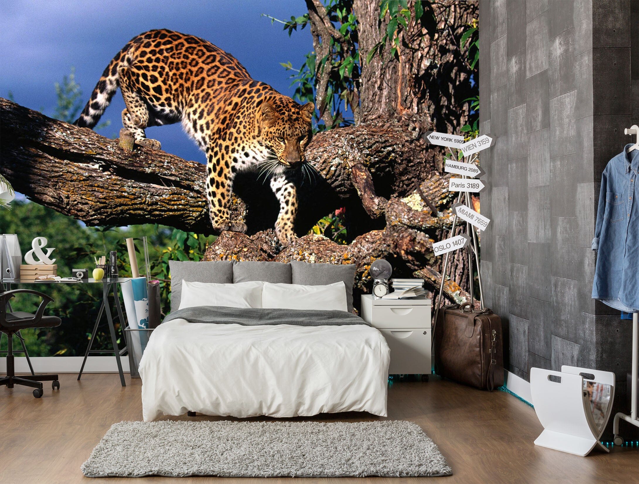 3D Leopard Tree 230 Wall Murals Wallpaper AJ Wallpaper 2