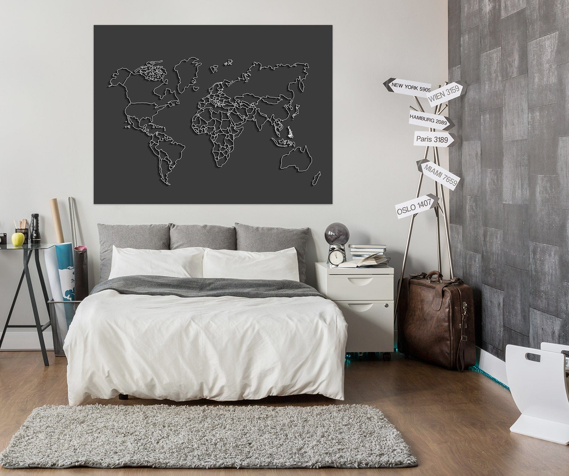 3D Black Pattern 102 World Map Wall Sticker Wallpaper AJ Wallpaper 2