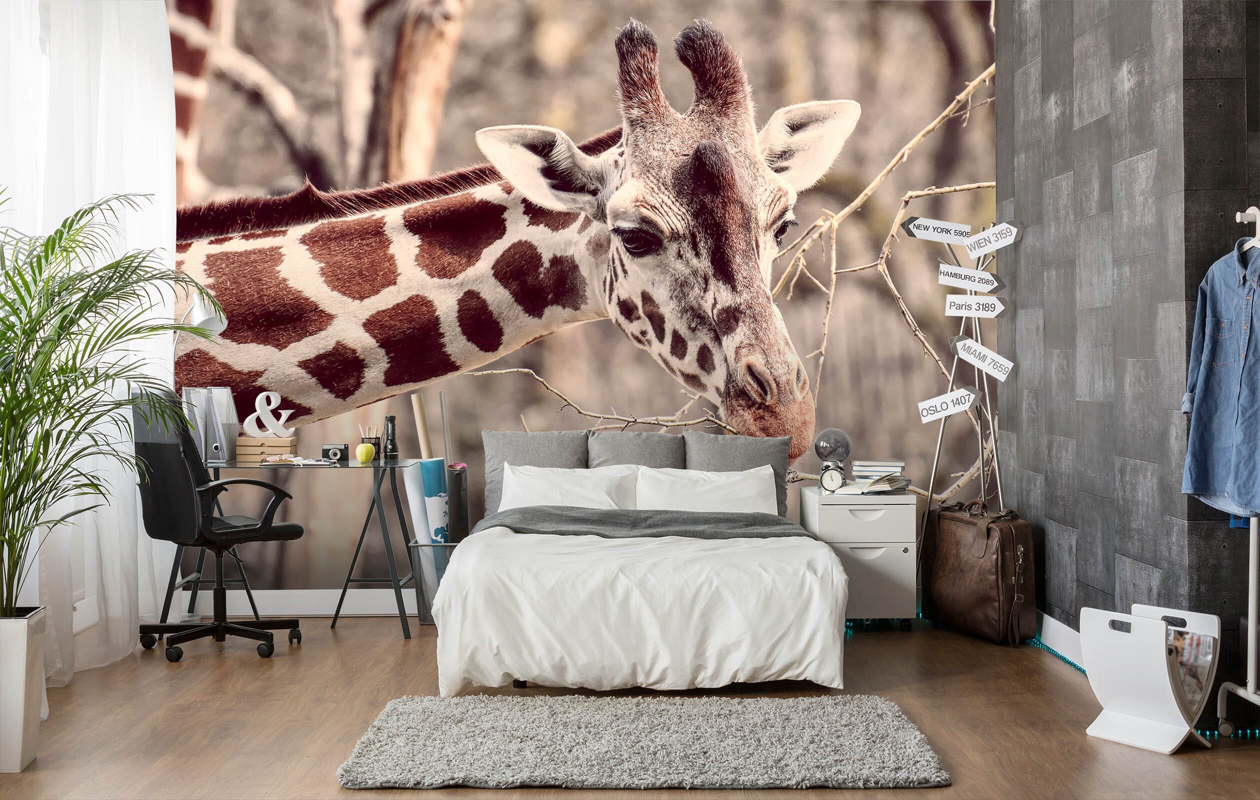 3D Cute Giraffe 417 Wall Murals Wallpaper AJ Wallpaper 2