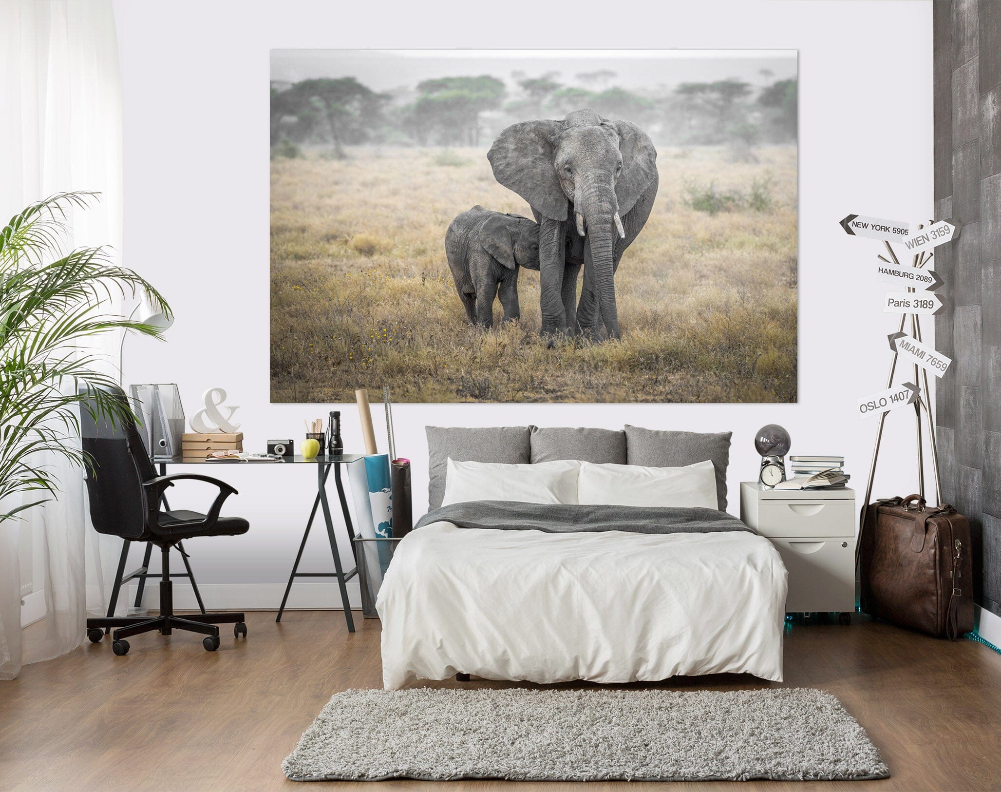 3D Two Elephants 157 Marco Carmassi Wall Sticker Wallpaper AJ Wallpaper 2