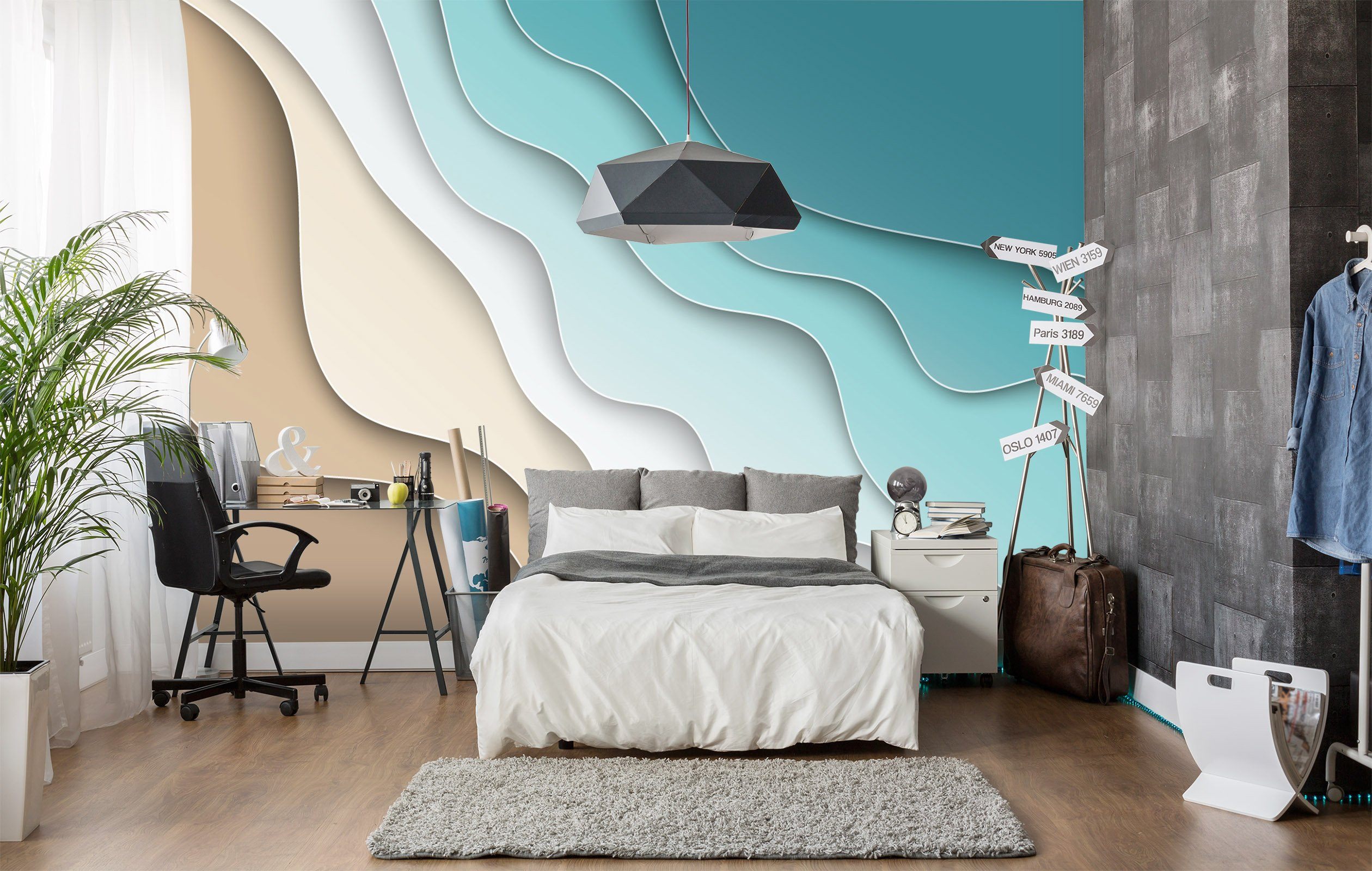 3D Blue Gradient Wave 52 Wallpaper AJ Wallpaper