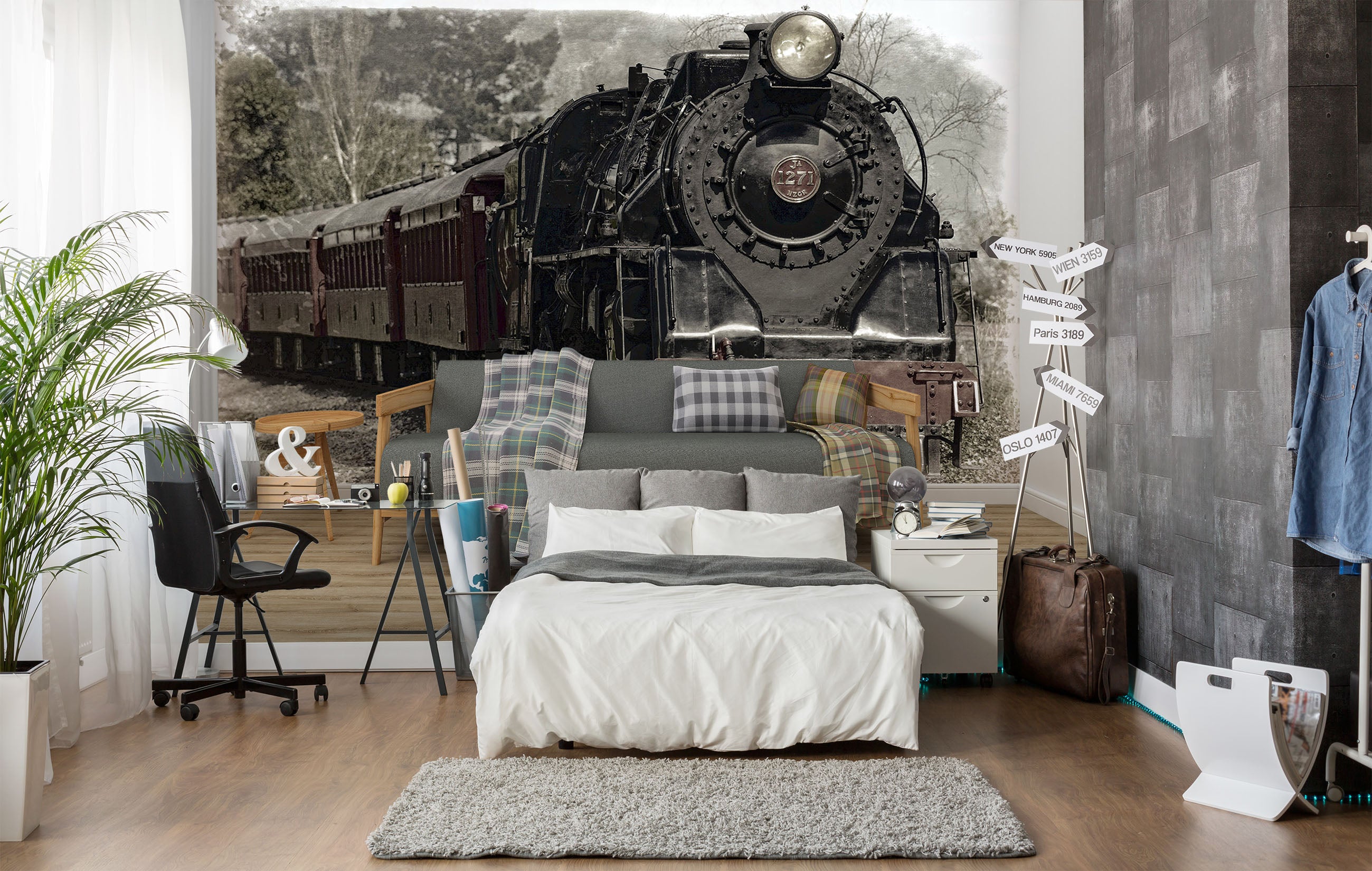 3D Vintage Train 077 Vehicle Wall Murals