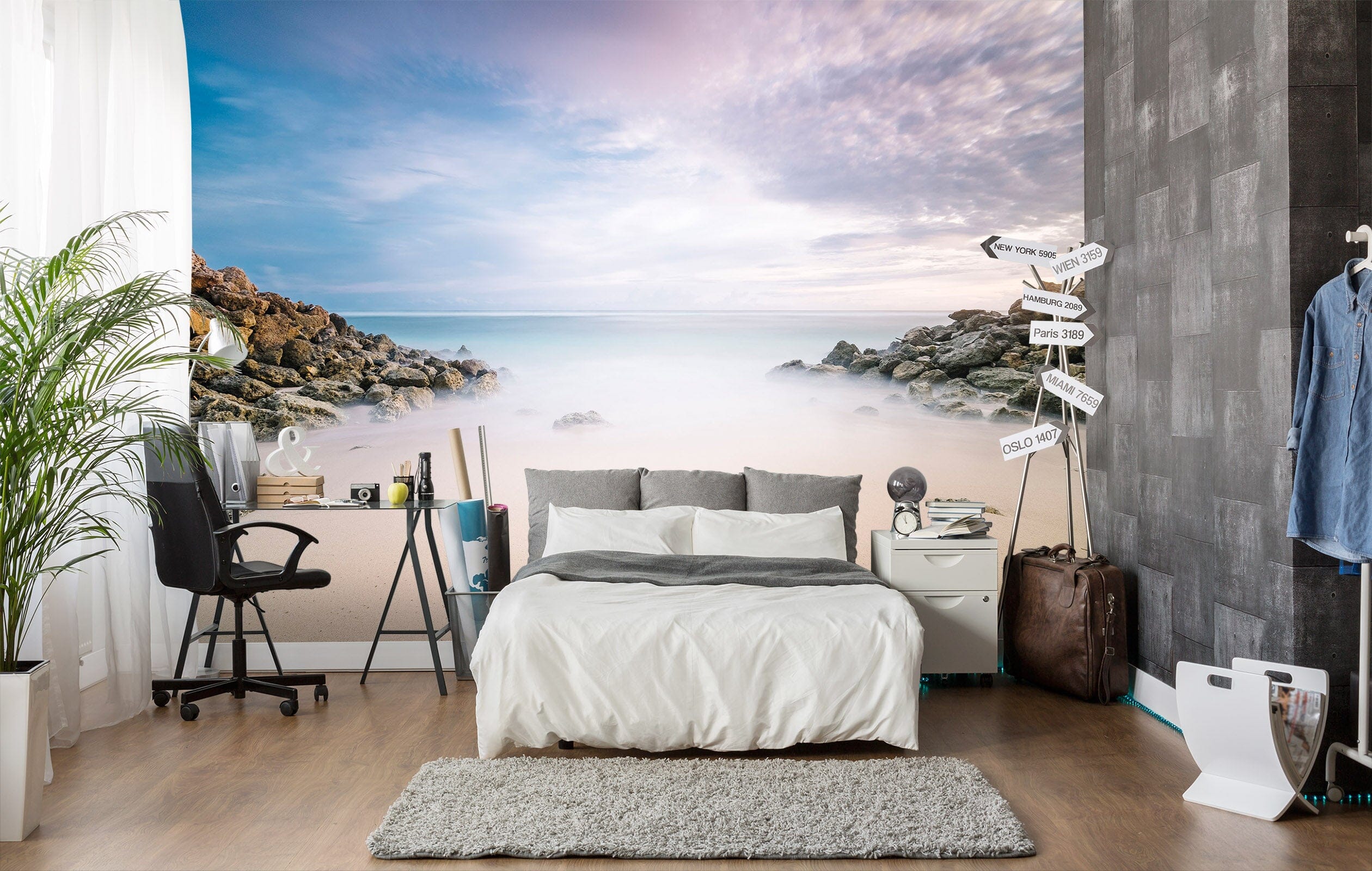 3D White Clouds Beach 106 Wall Murals Wallpaper AJ Wallpaper 2