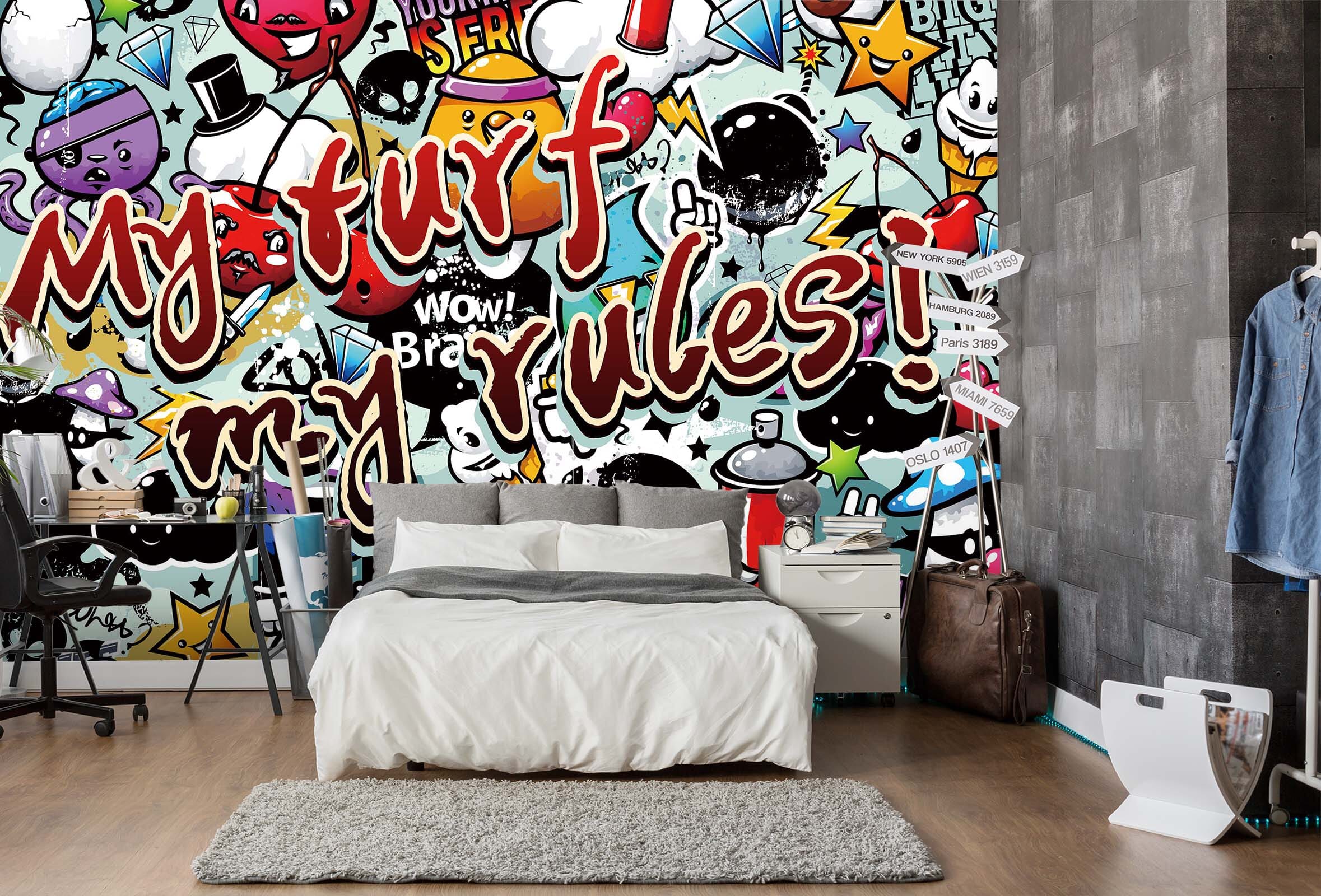 3D Doodle Monster 068 Wall Murals Wallpaper AJ Wallpaper 2