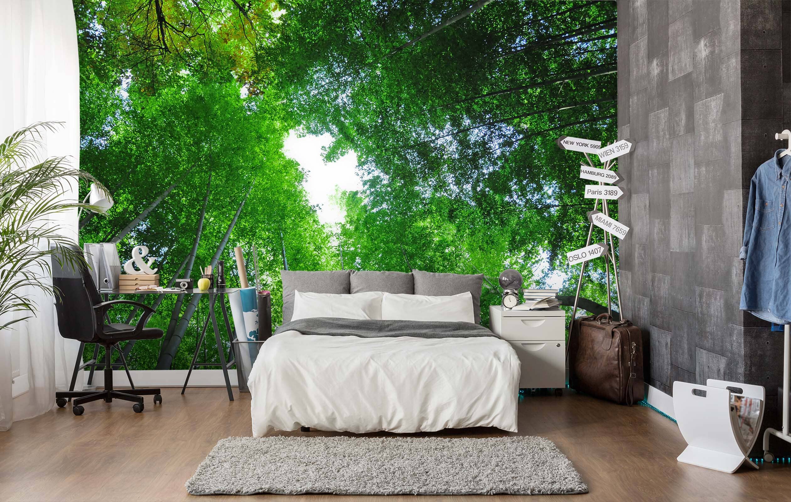 3D Forest White Clouds 058 Wall Murals Wallpaper AJ Wallpaper 2