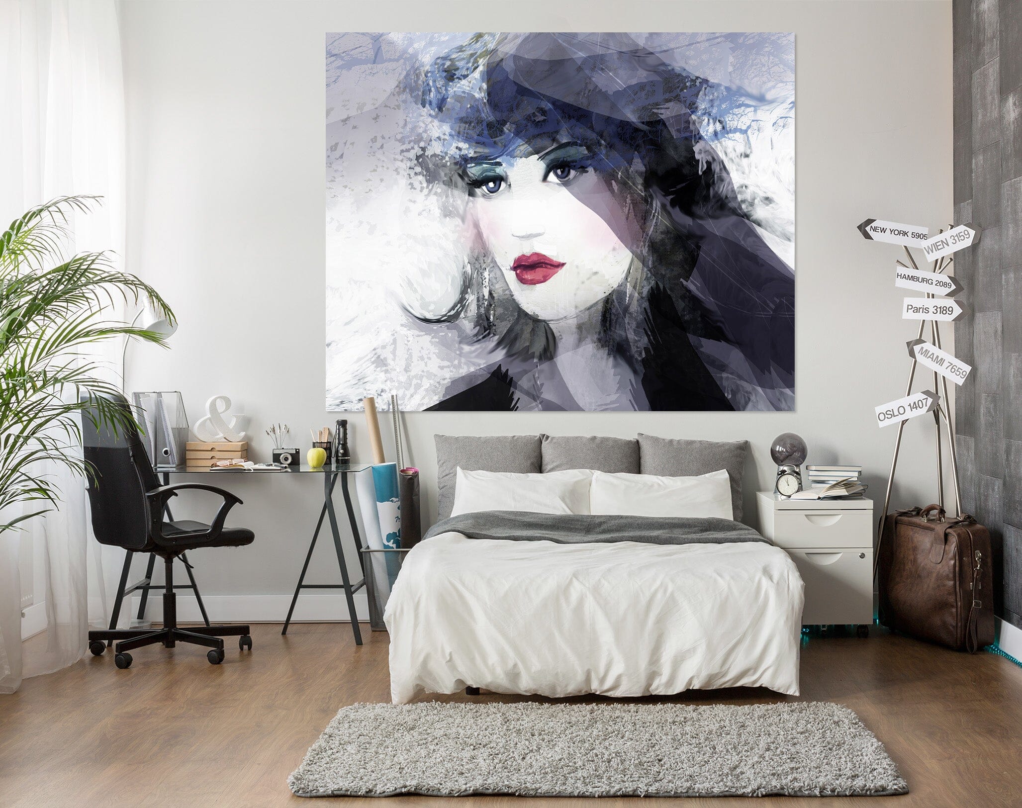 3D Woman Black Hat 1003 Wall Sticker Wallpaper AJ Wallpaper 2