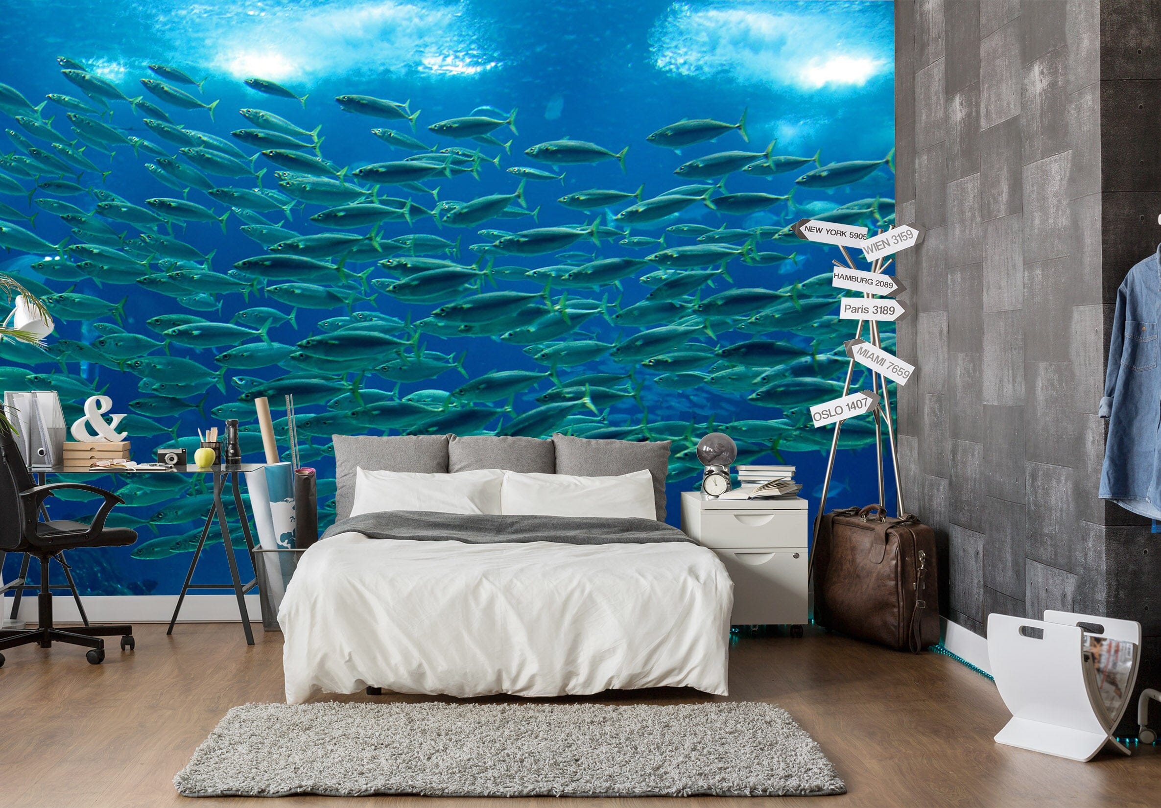 3D School Of Fish 192 Wall Murals Wallpaper AJ Wallpaper 2