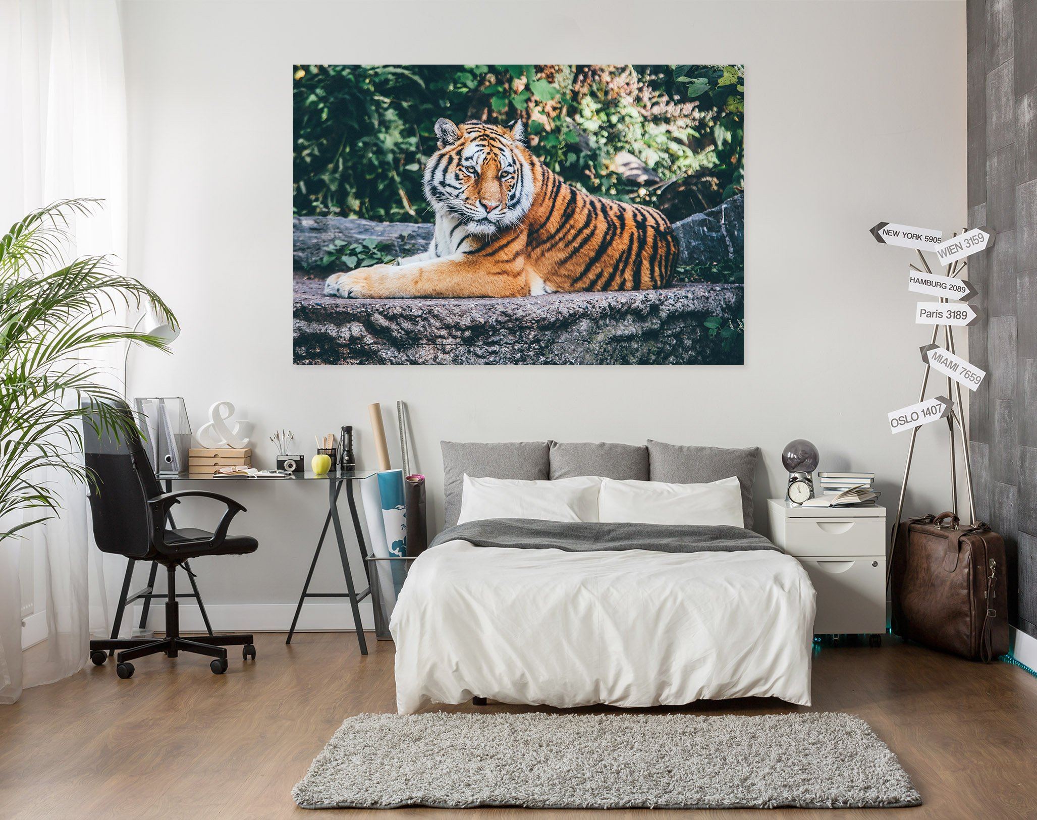 3D Tiger In The Forest 15 Animal Wall Stickers Wallpaper AJ Wallpaper 2