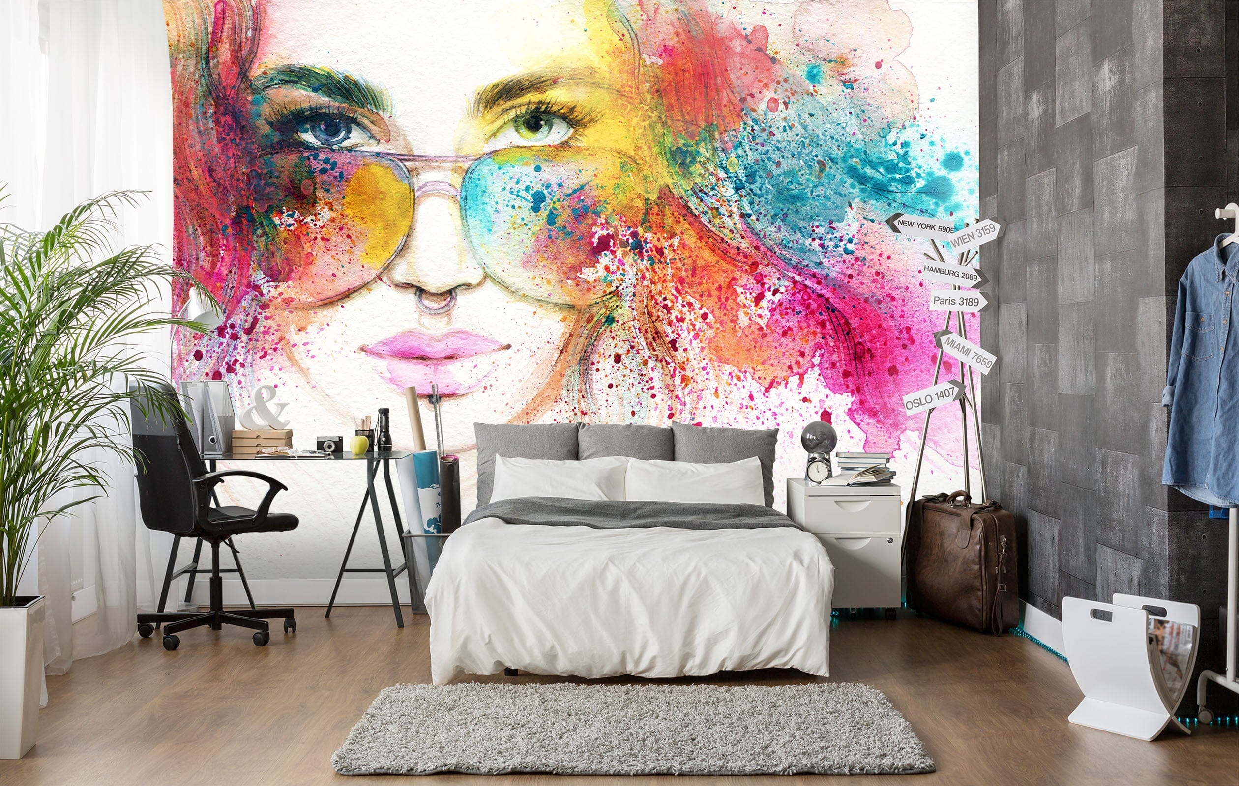 3D Color Glasses Girl 136 Wall Murals Wallpaper AJ Wallpaper 2