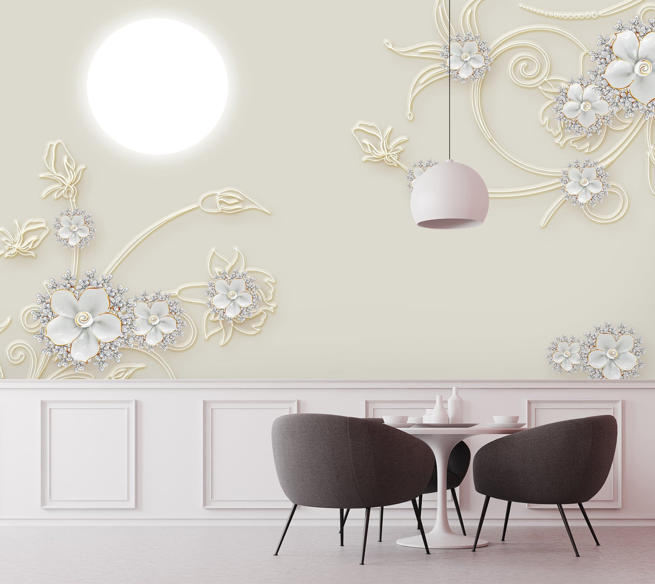 3D Moon Flower 1592 Wall Murals Wallpaper AJ Wallpaper 2