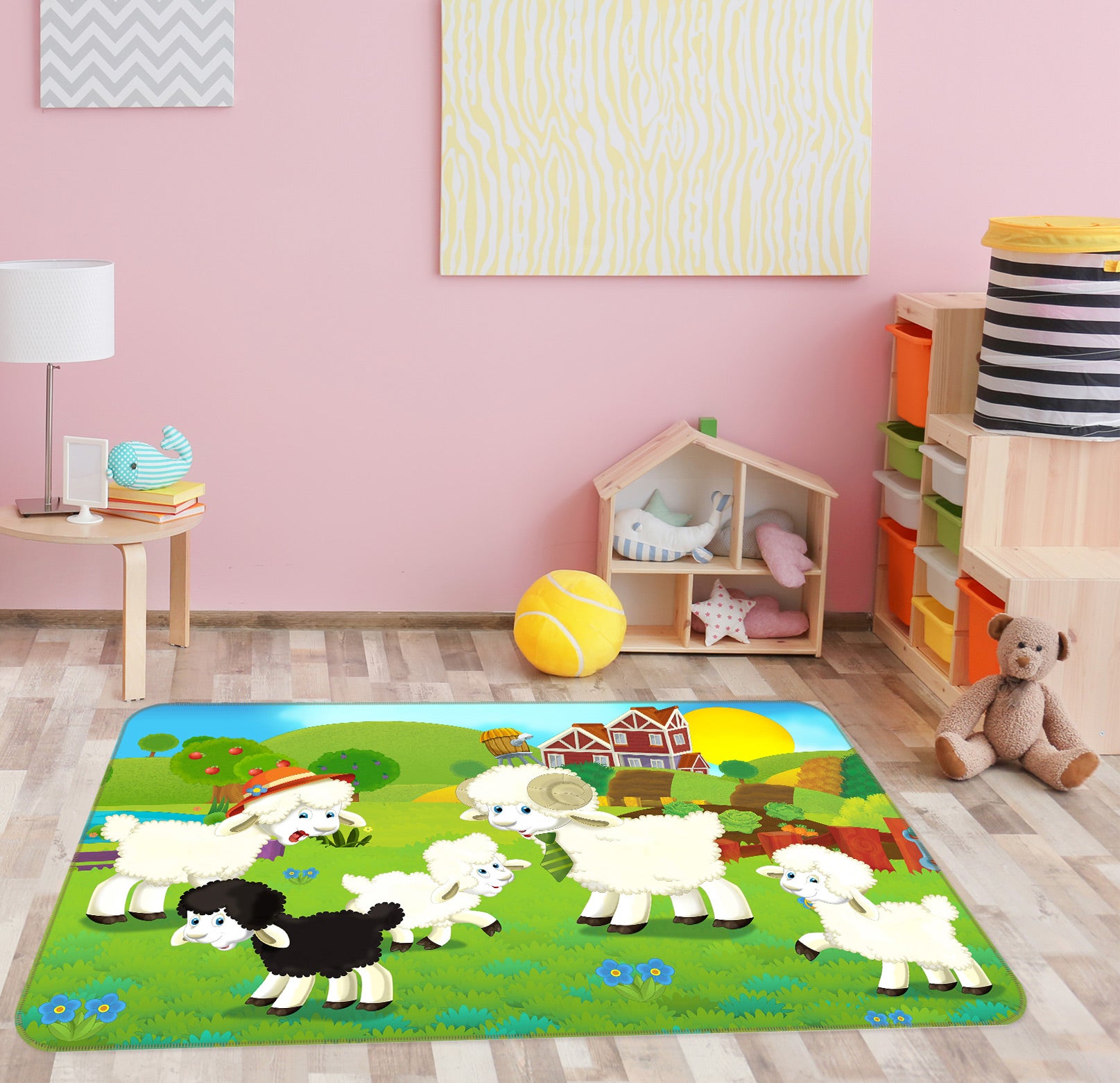 3D Cartoon Sheep 76273 Non Slip Rug Mat