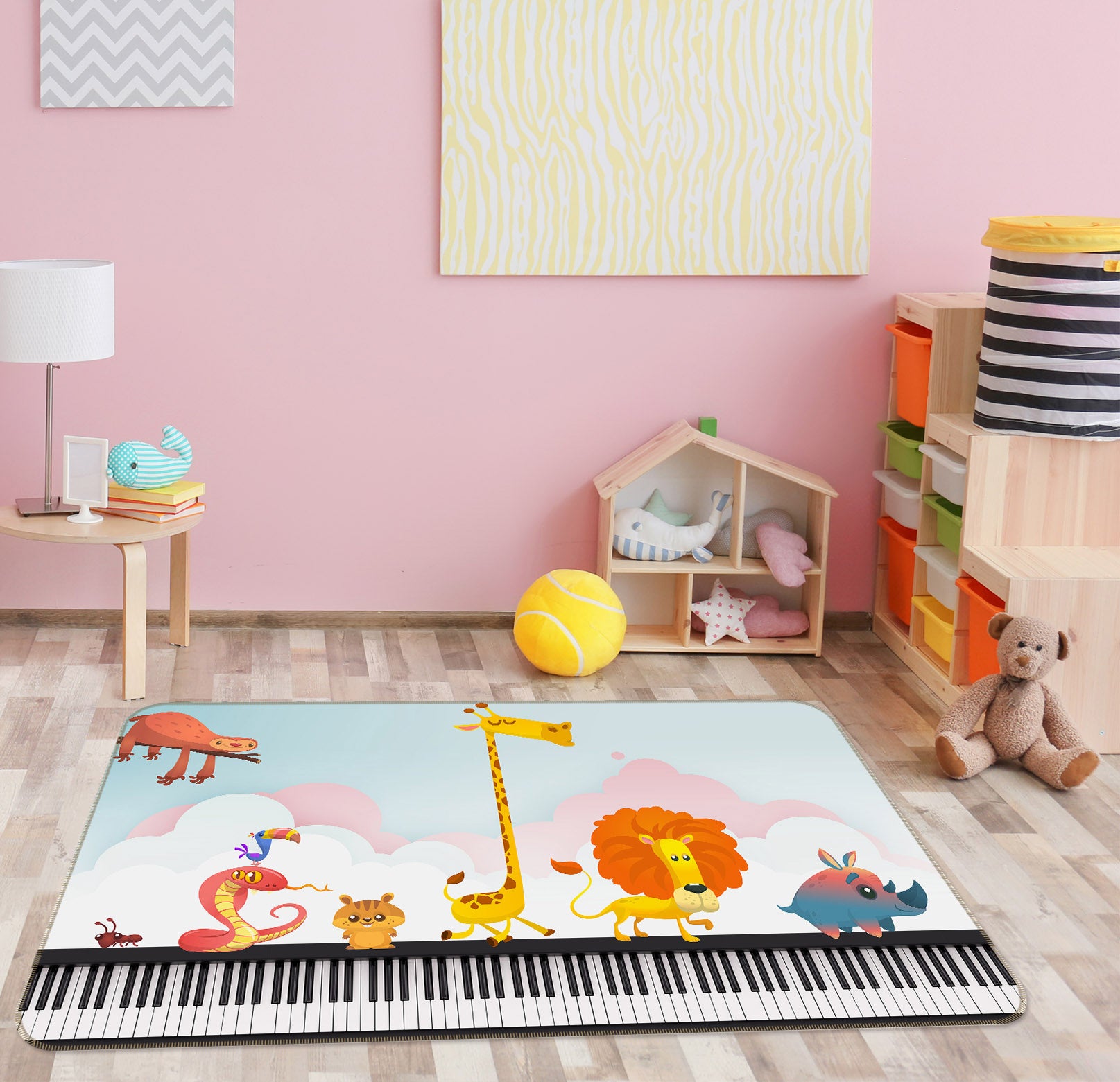 3D Little Animals Piano 34090 Non Slip Rug Mat