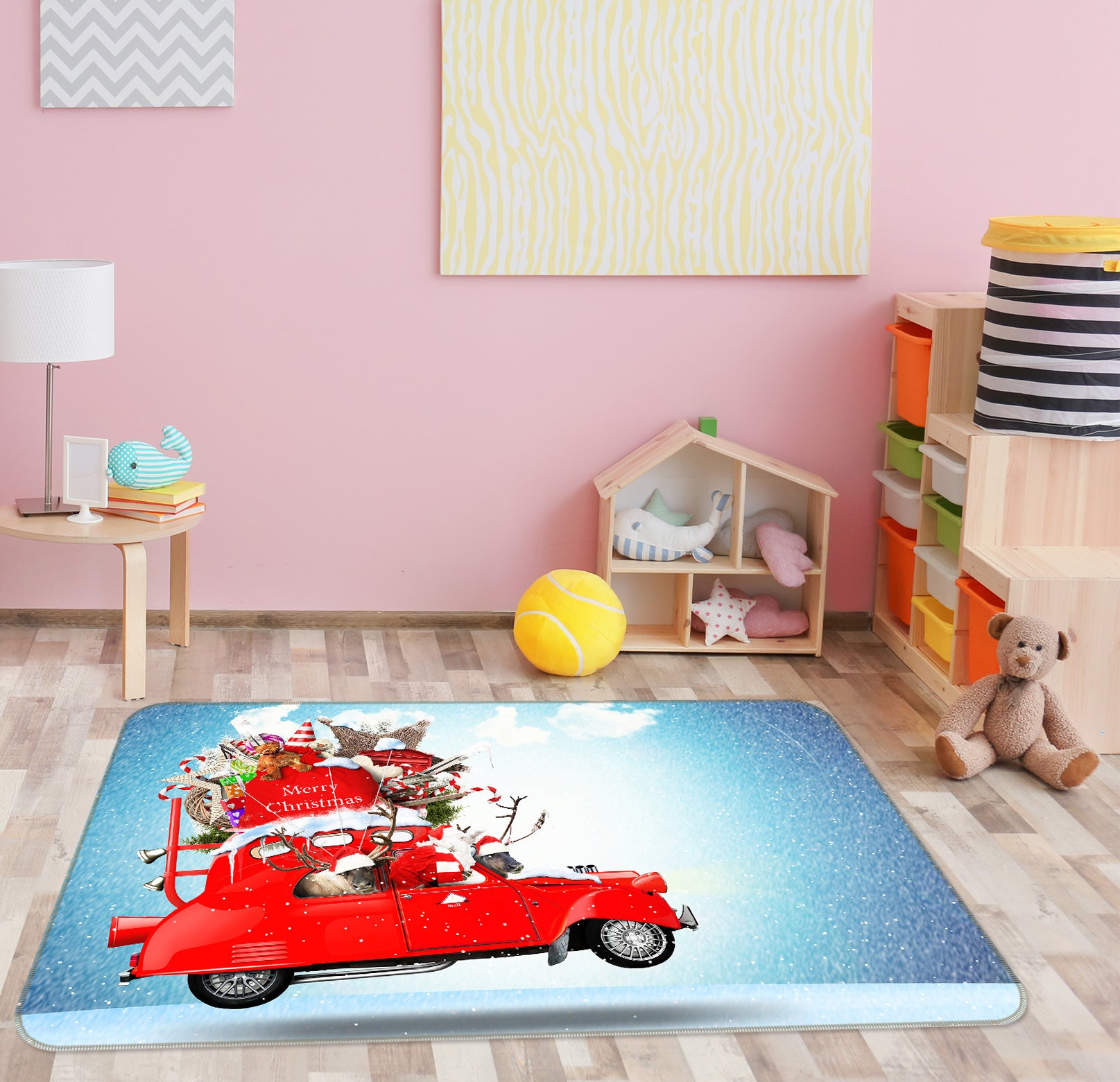 3D Red Gift Car 67209 Vehicle Non Slip Rug Mat