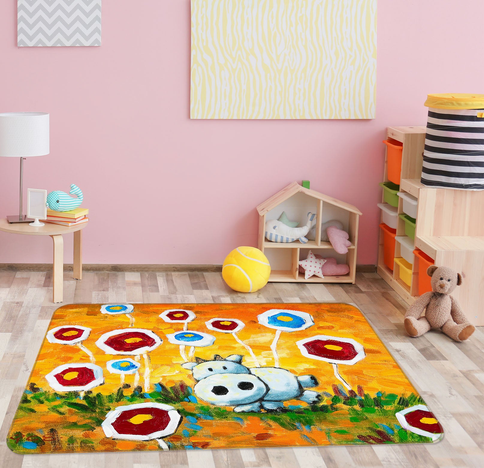 3D Flower Cattle 33139 Non Slip Rug Mat