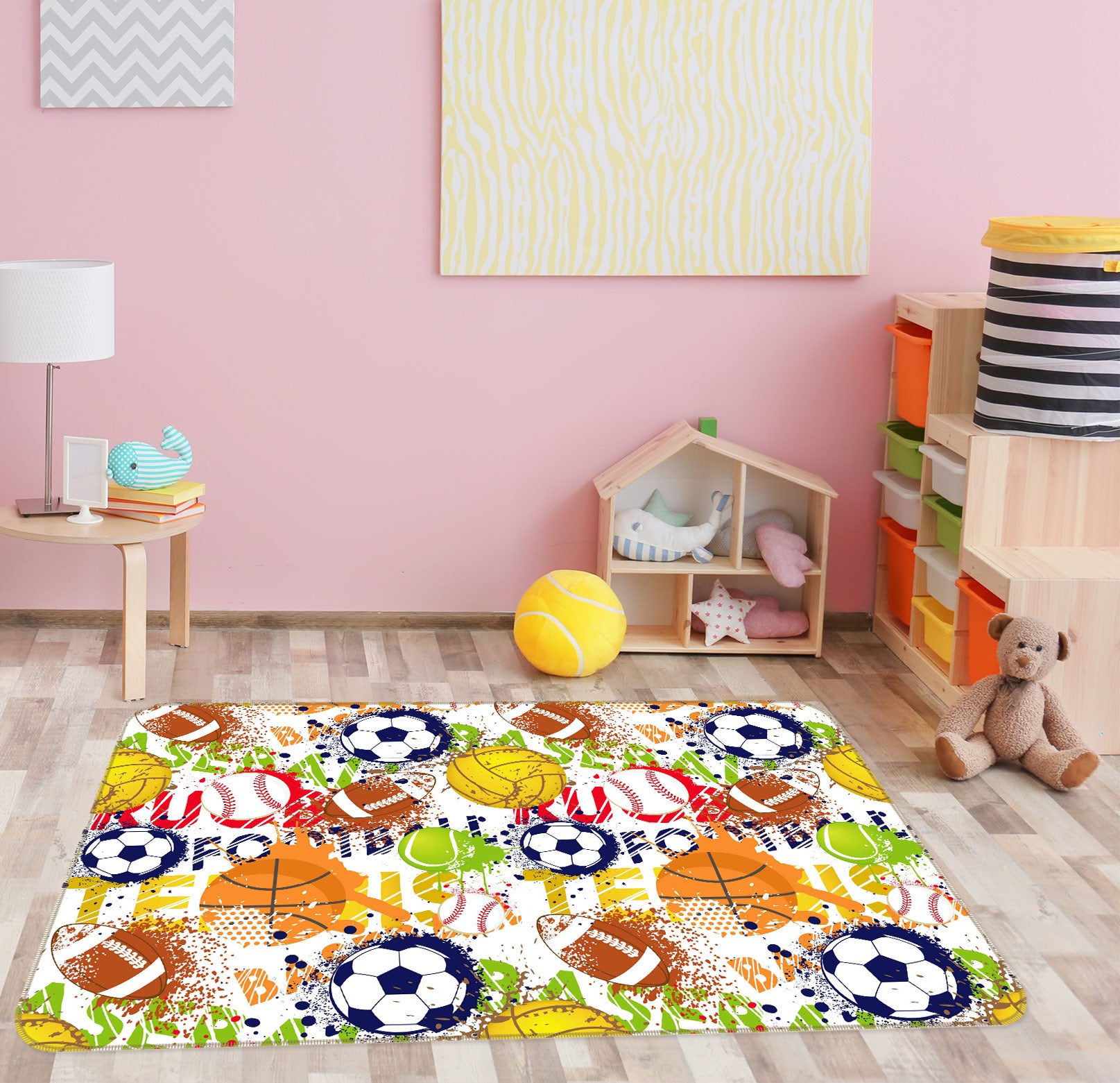 3D Football Pattern 77146 Non Slip Rug Mat