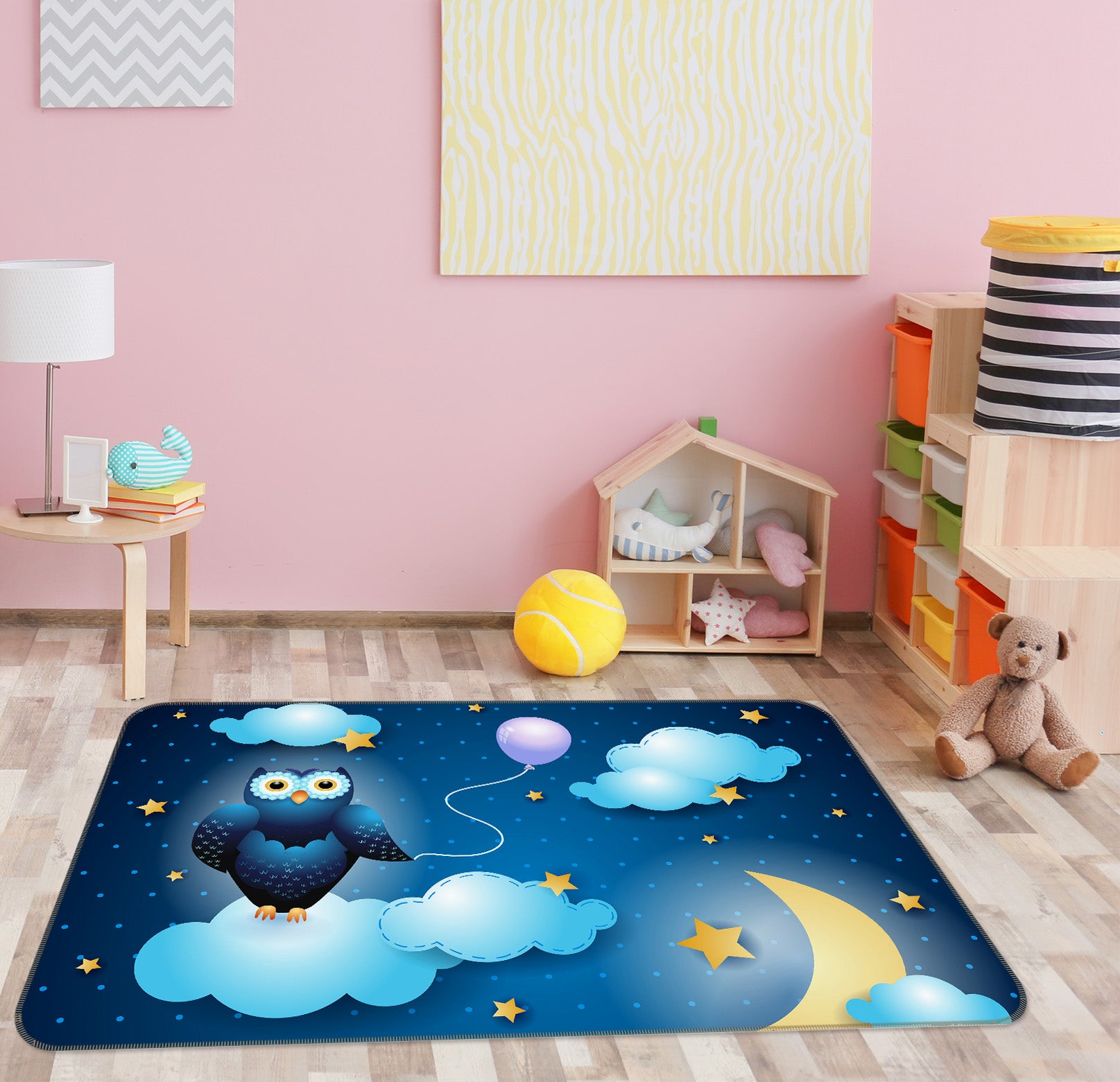 3D Owl Moon 35217 Non Slip Rug Mat