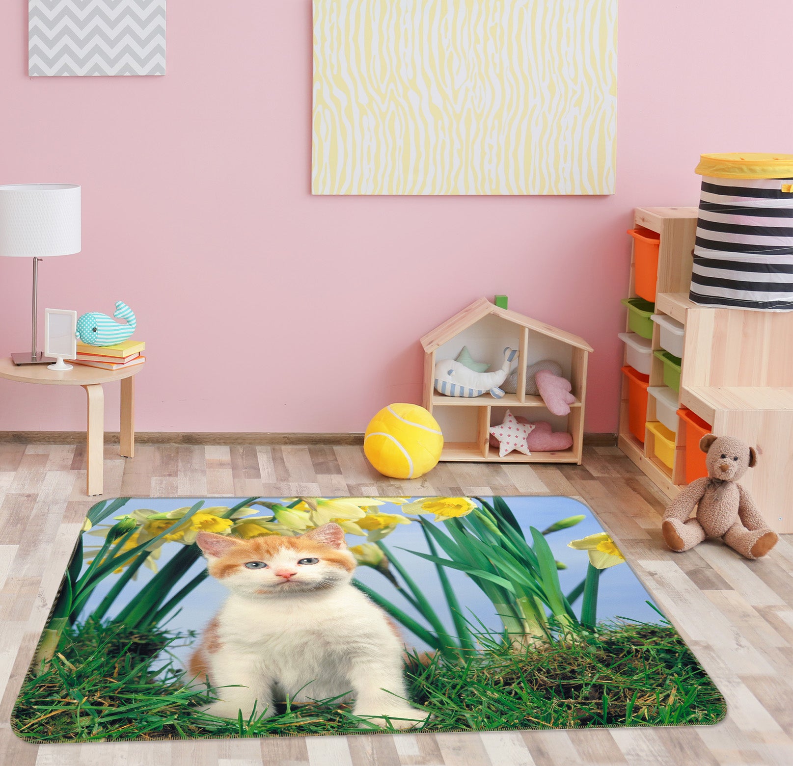 3D Kitten Rose 110 Animal Non Slip Rug Mat
