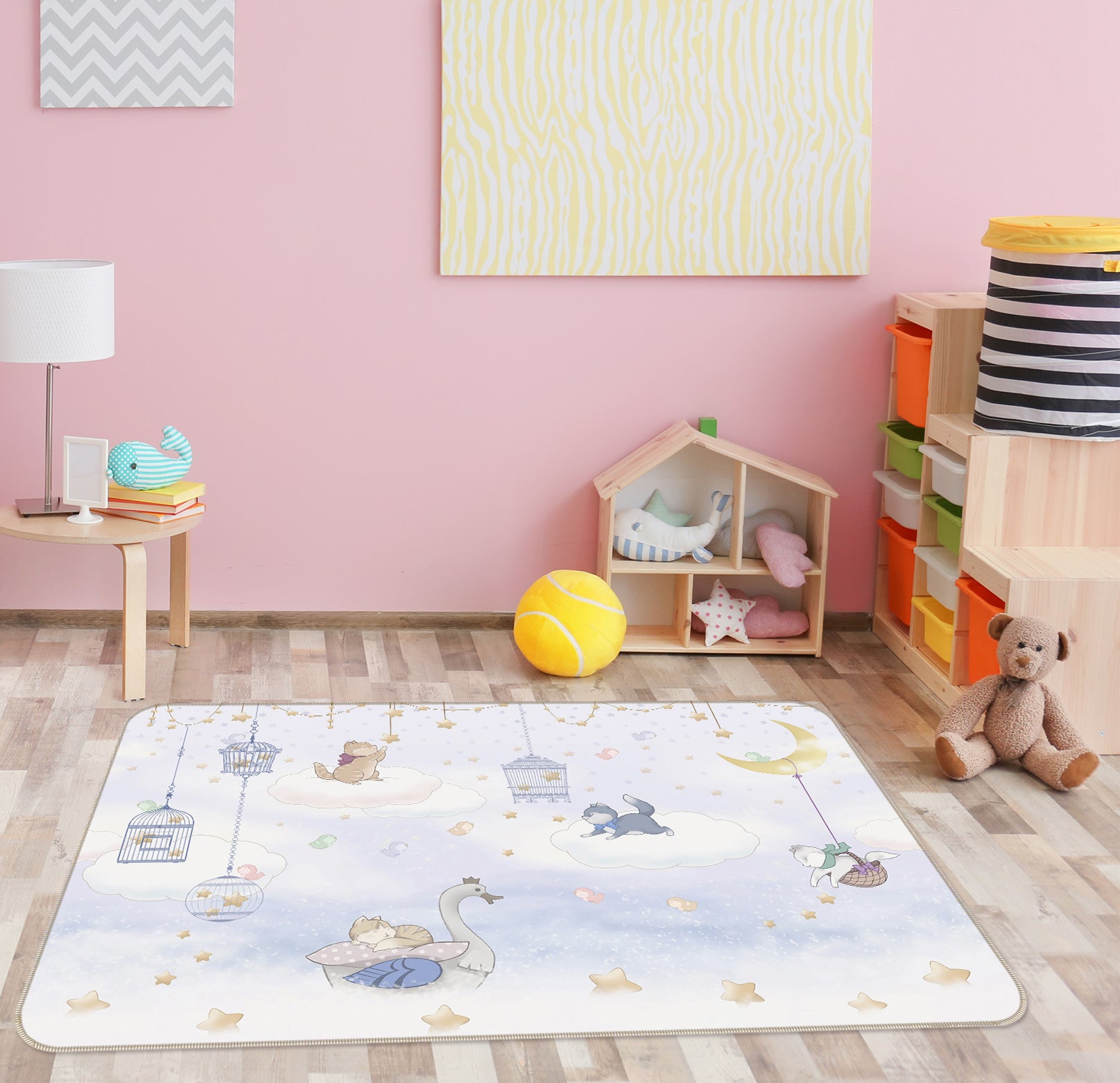 3D Star Moon Swan 34046 Non Slip Rug Mat