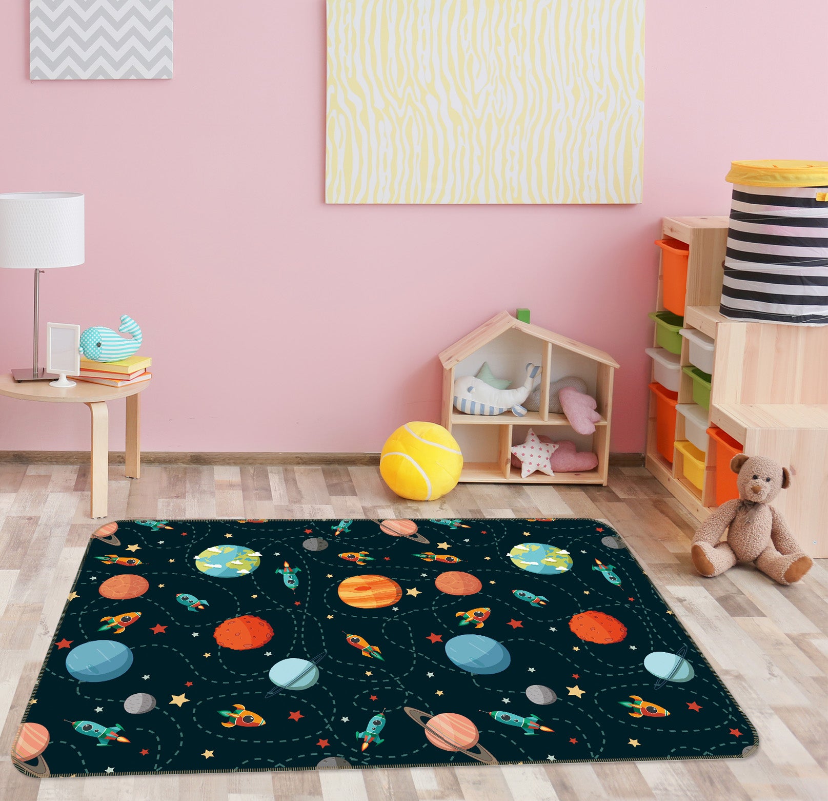 3D Planet Pattern 35014 Non Slip Rug Mat
