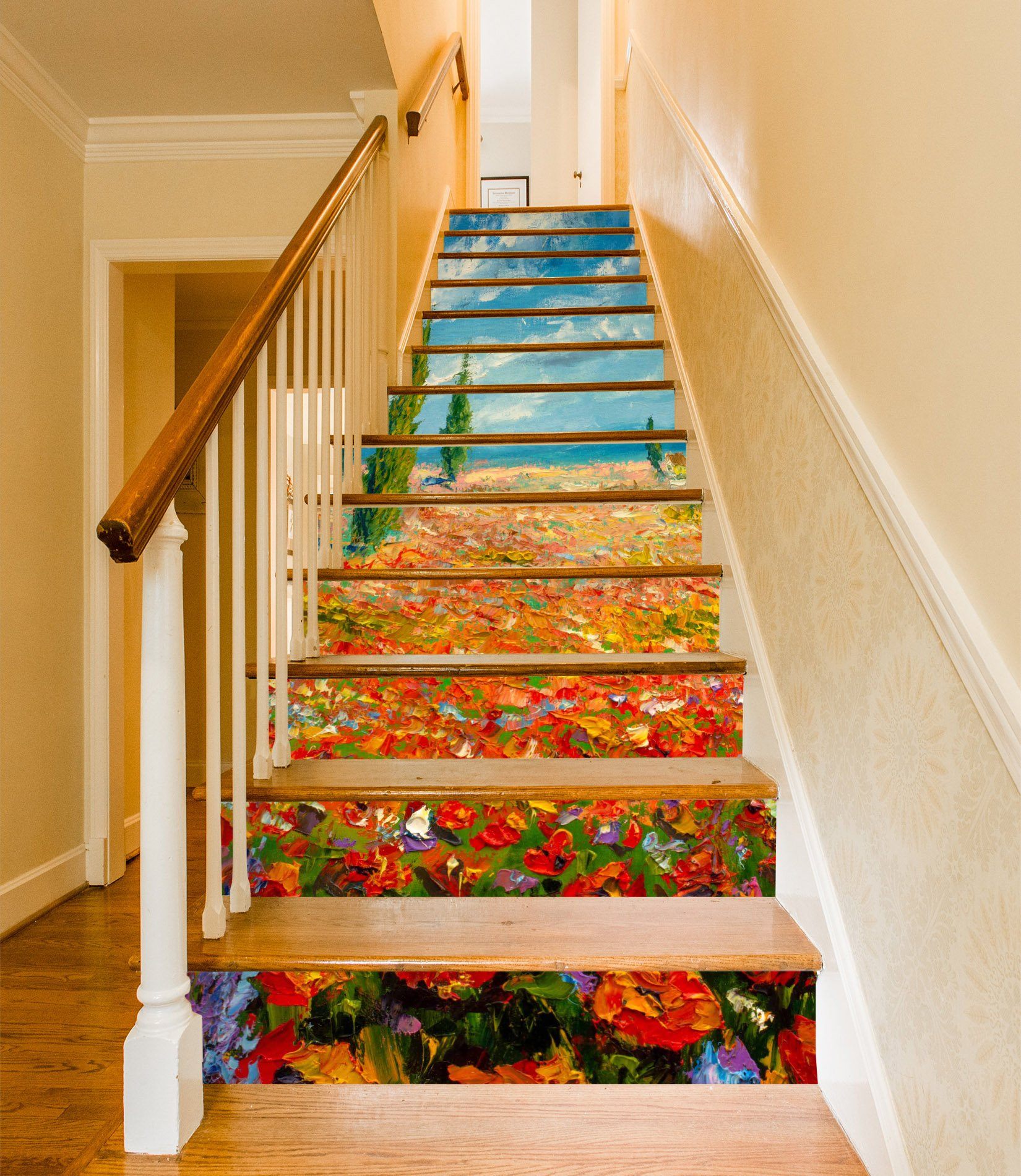 3D Oil Painting Flowers 99 Stair Risers Wallpaper AJ Wallpaper