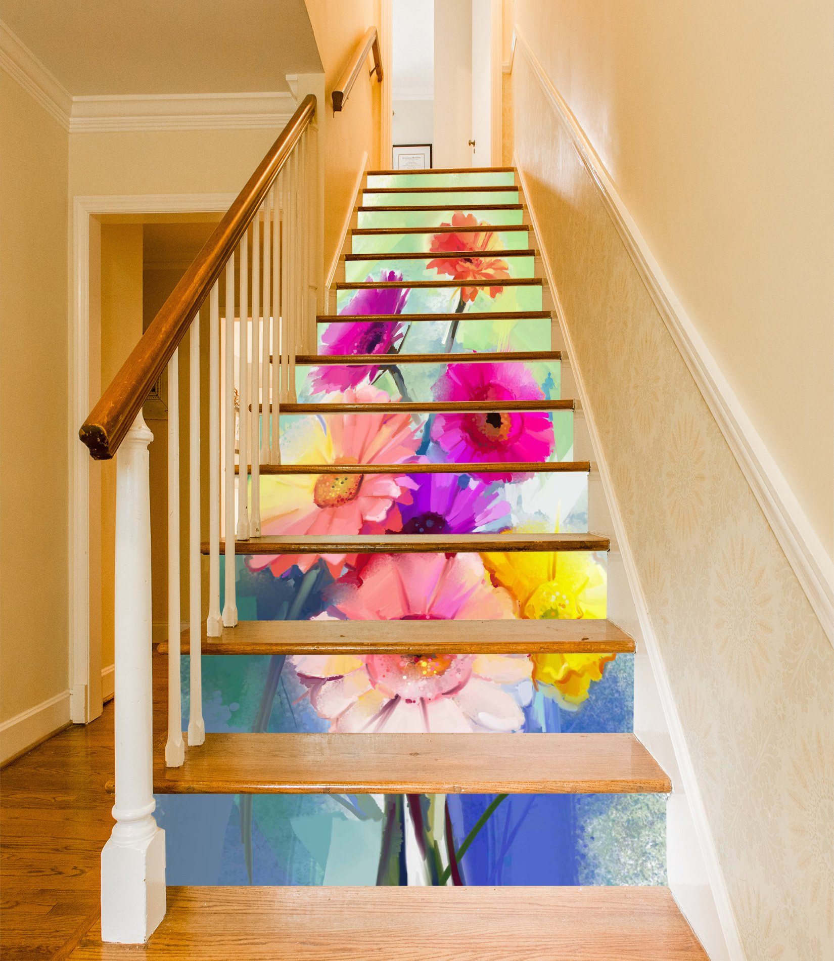 3D Flowers 764 Stair Risers Wallpaper AJ Wallpaper