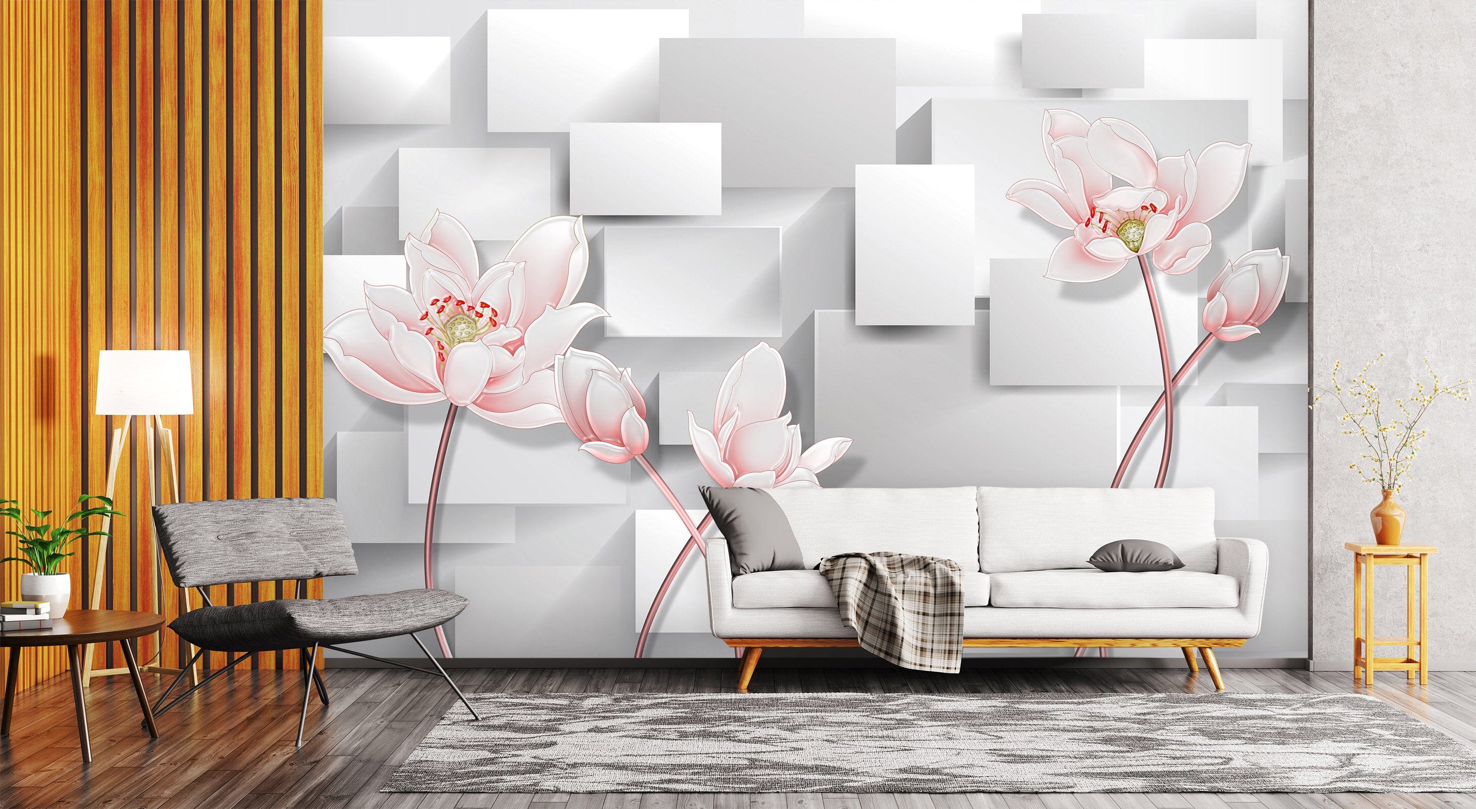 3D Simple Flowers 1525 Wall Murals Wallpaper AJ Wallpaper 2