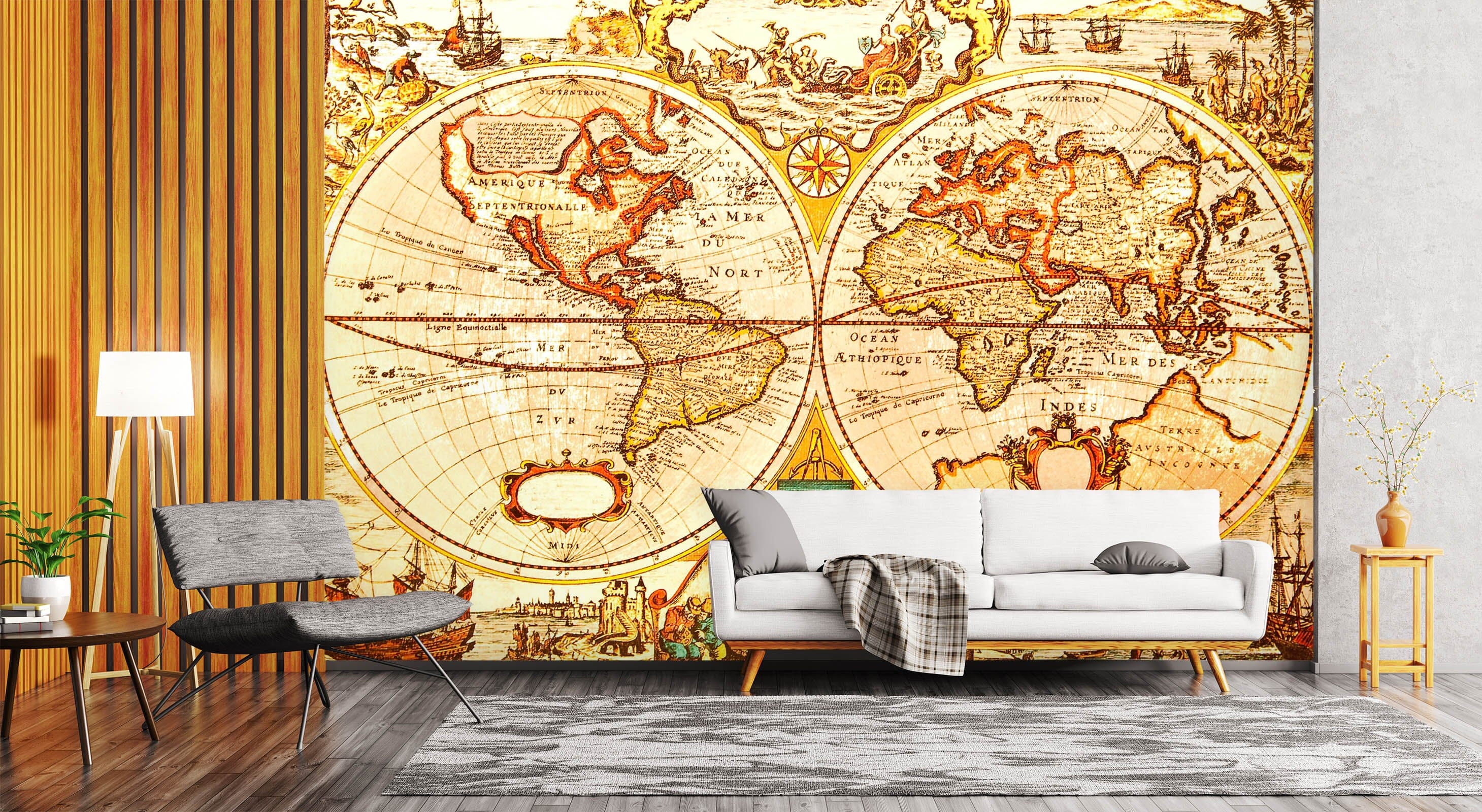 3D Golden Painting 2023 World Map Wall Murals Wallpaper AJ Wallpaper 2