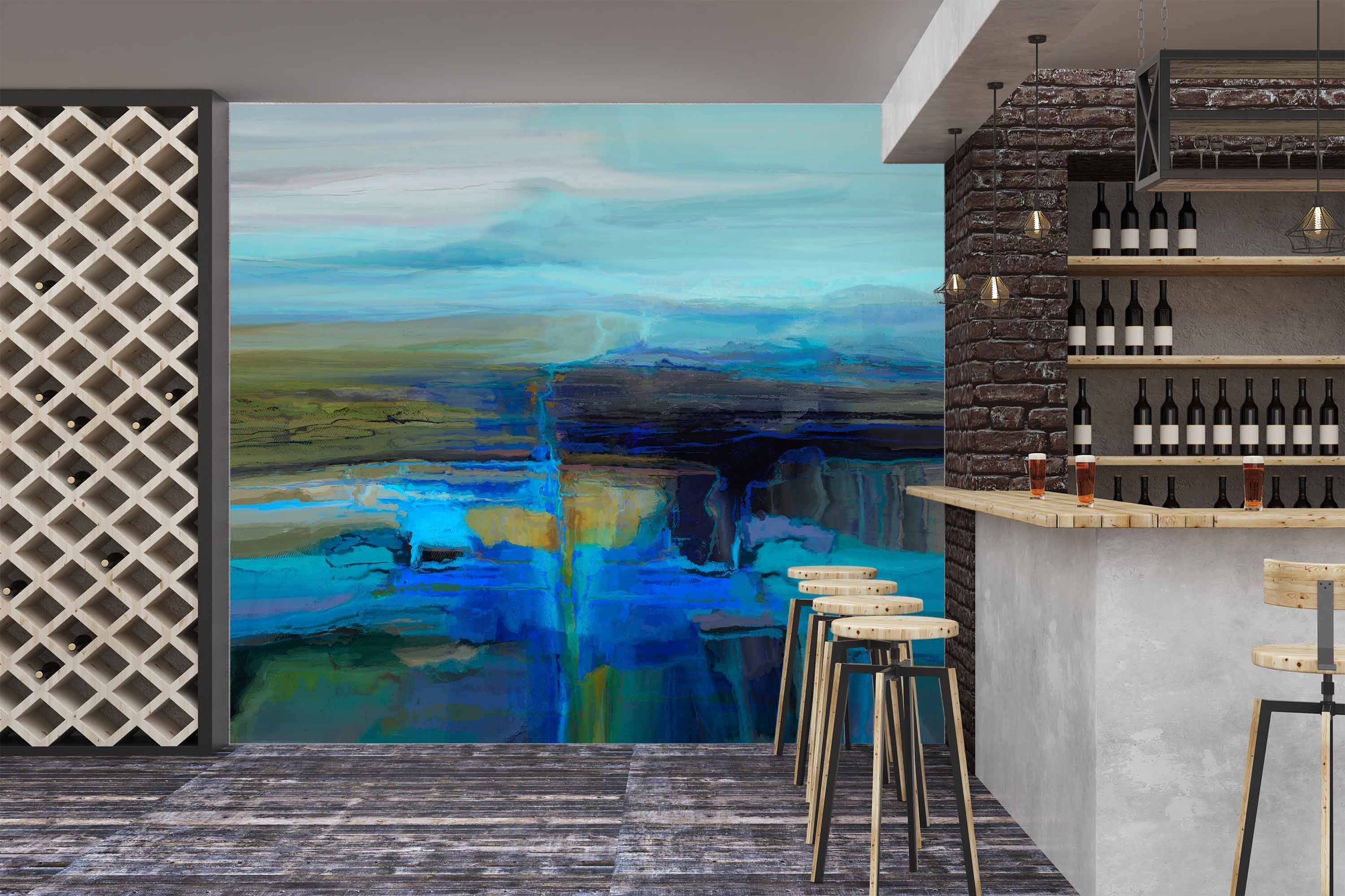 3D Blue Lake 1425 Michael Tienhaara Wall Mural Wall Murals Wallpaper AJ Wallpaper 2