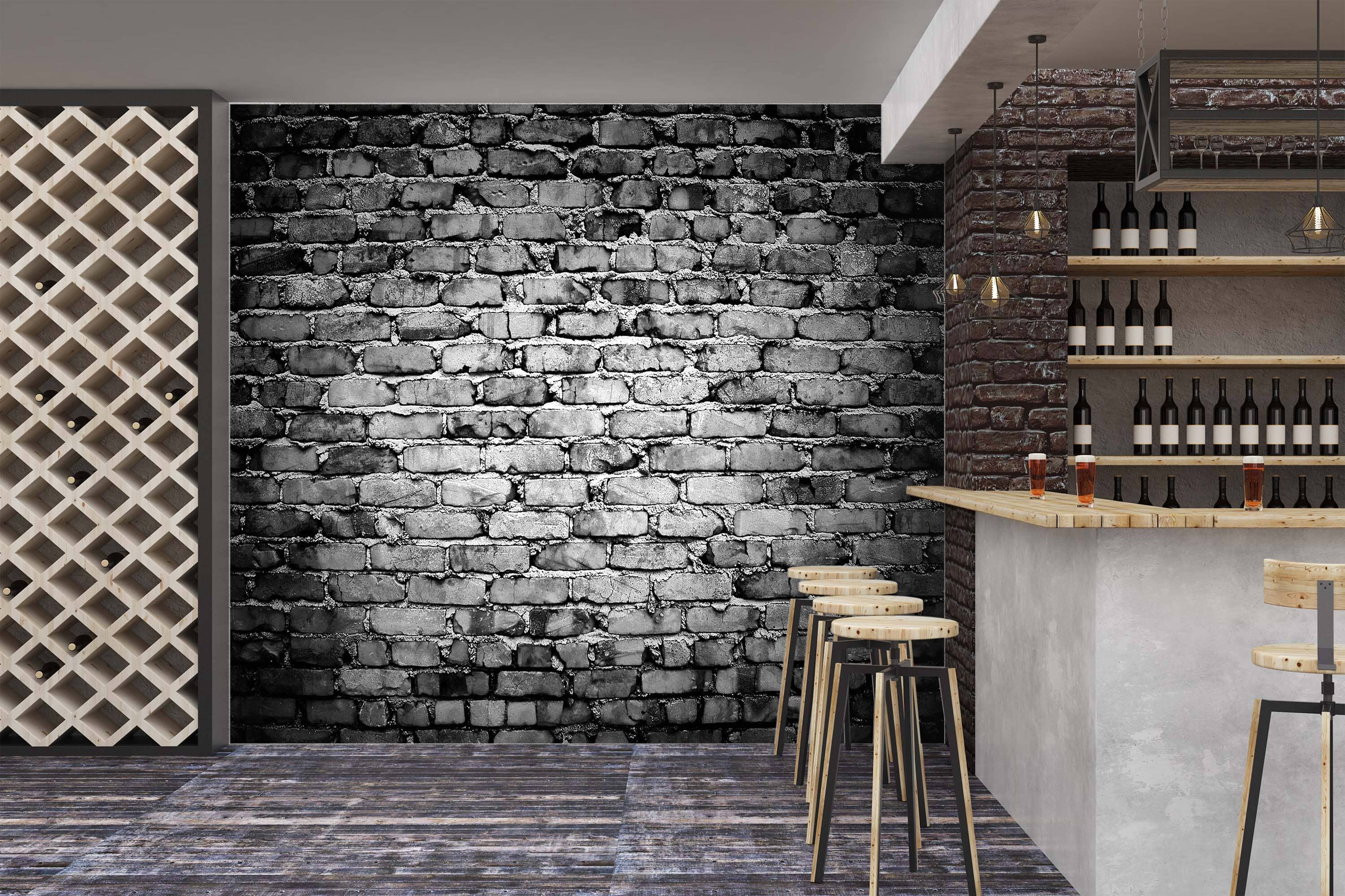 3D Black Bricks 1424 Wall Murals Wallpaper AJ Wallpaper 2