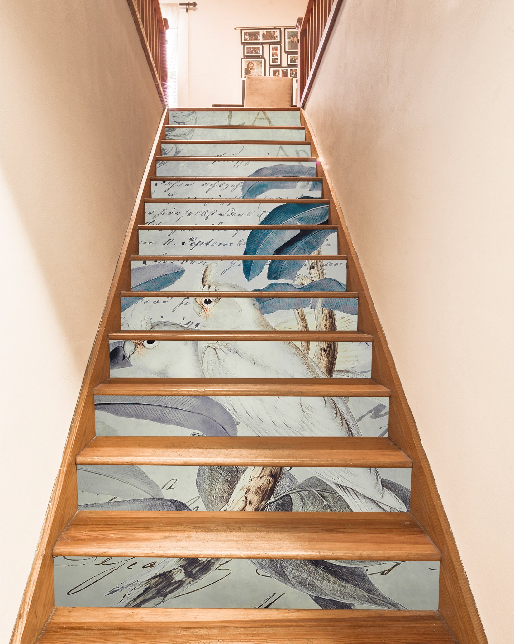 3D White Parrot Branches 11012 Andrea Haase Stair Risers