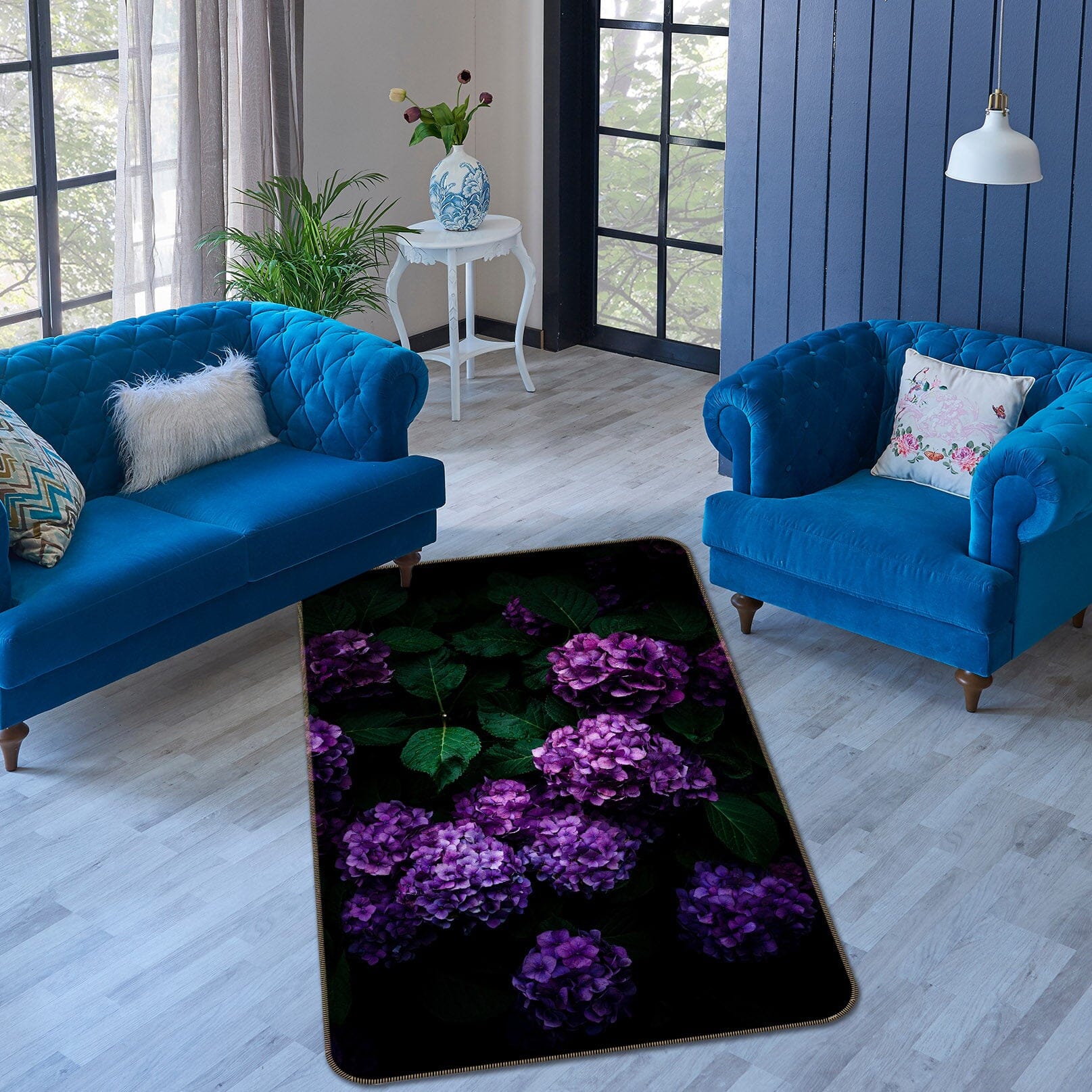 3D Purple Hydrangea 1008 Noirblanc777 Rug Non Slip Rug Mat Mat AJ Creativity Home