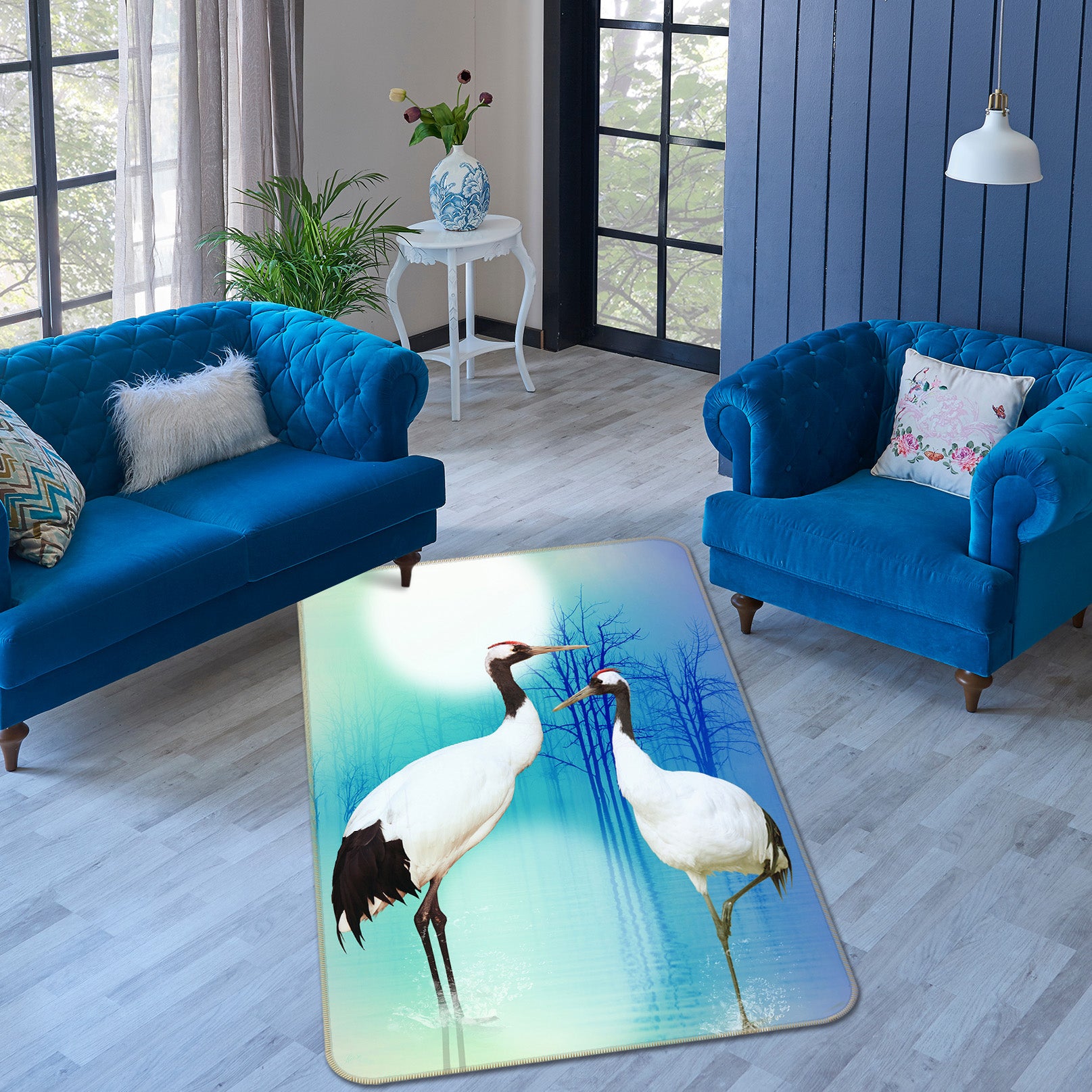 3D Crane Moon 159 Animal Non Slip Rug Mat