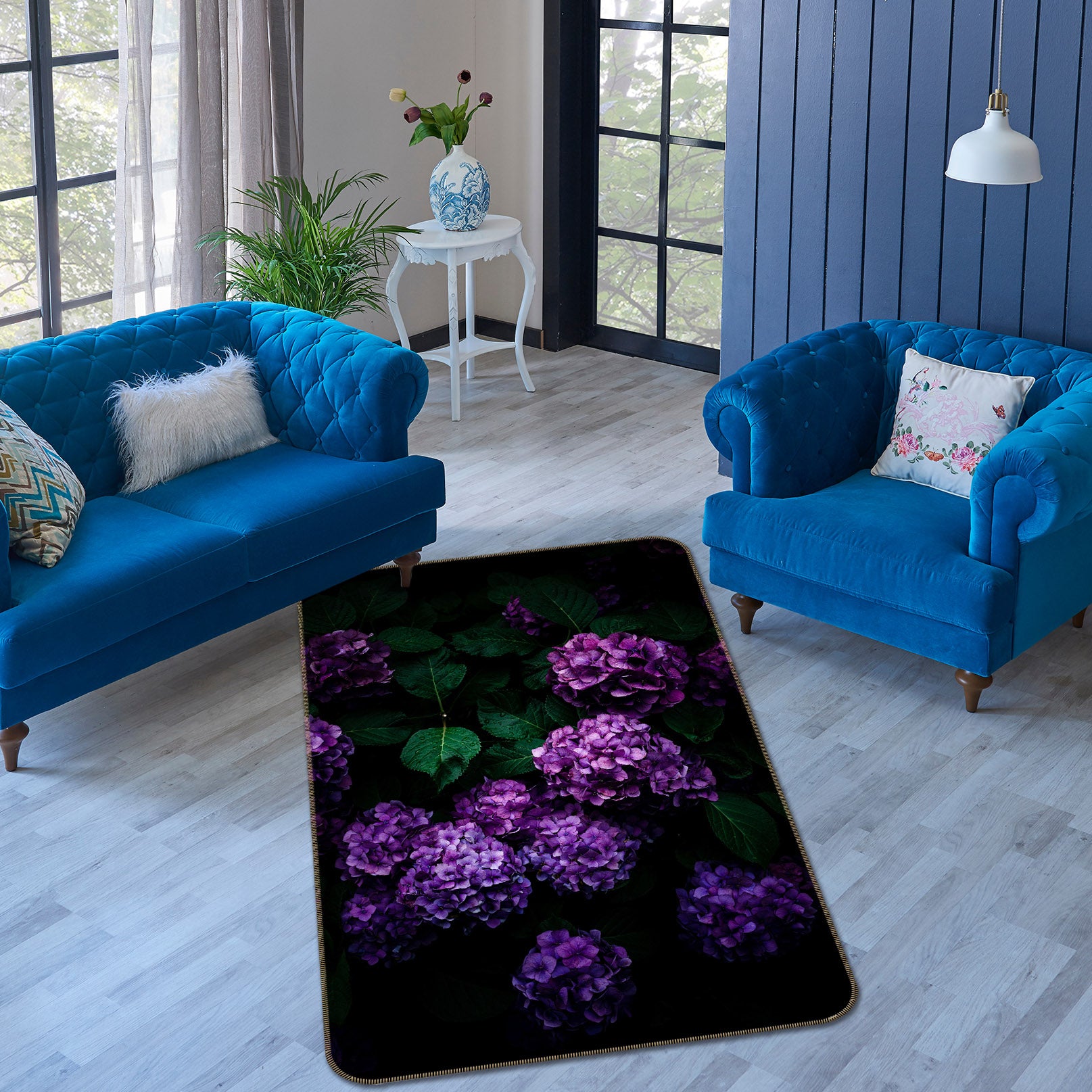 3D Purple Flower Ball 84186 Noirblanc777 Rug Non Slip Rug Mat