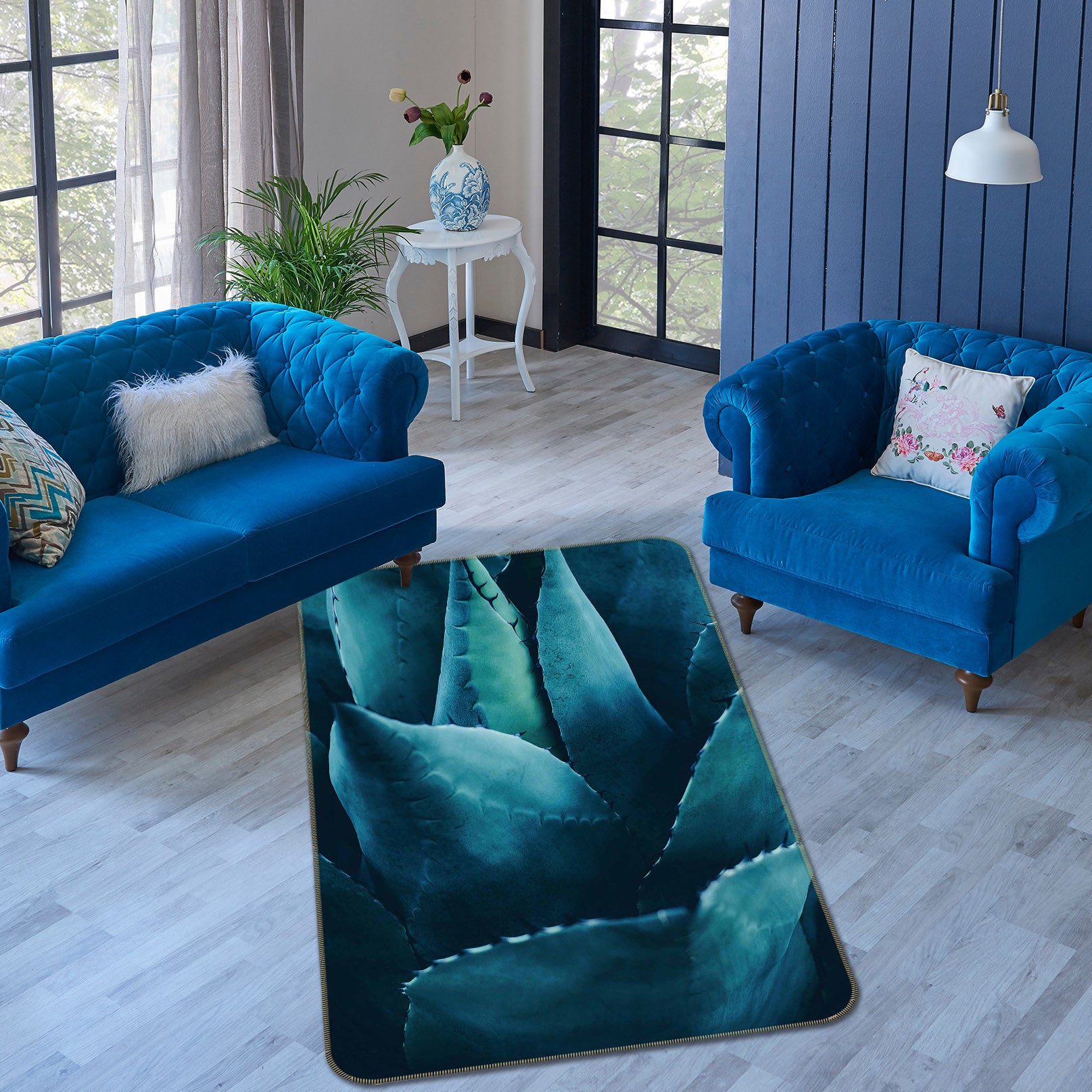 3D Aloe Leaf 84124 Boris Draschoff Rug Non Slip Rug Mat