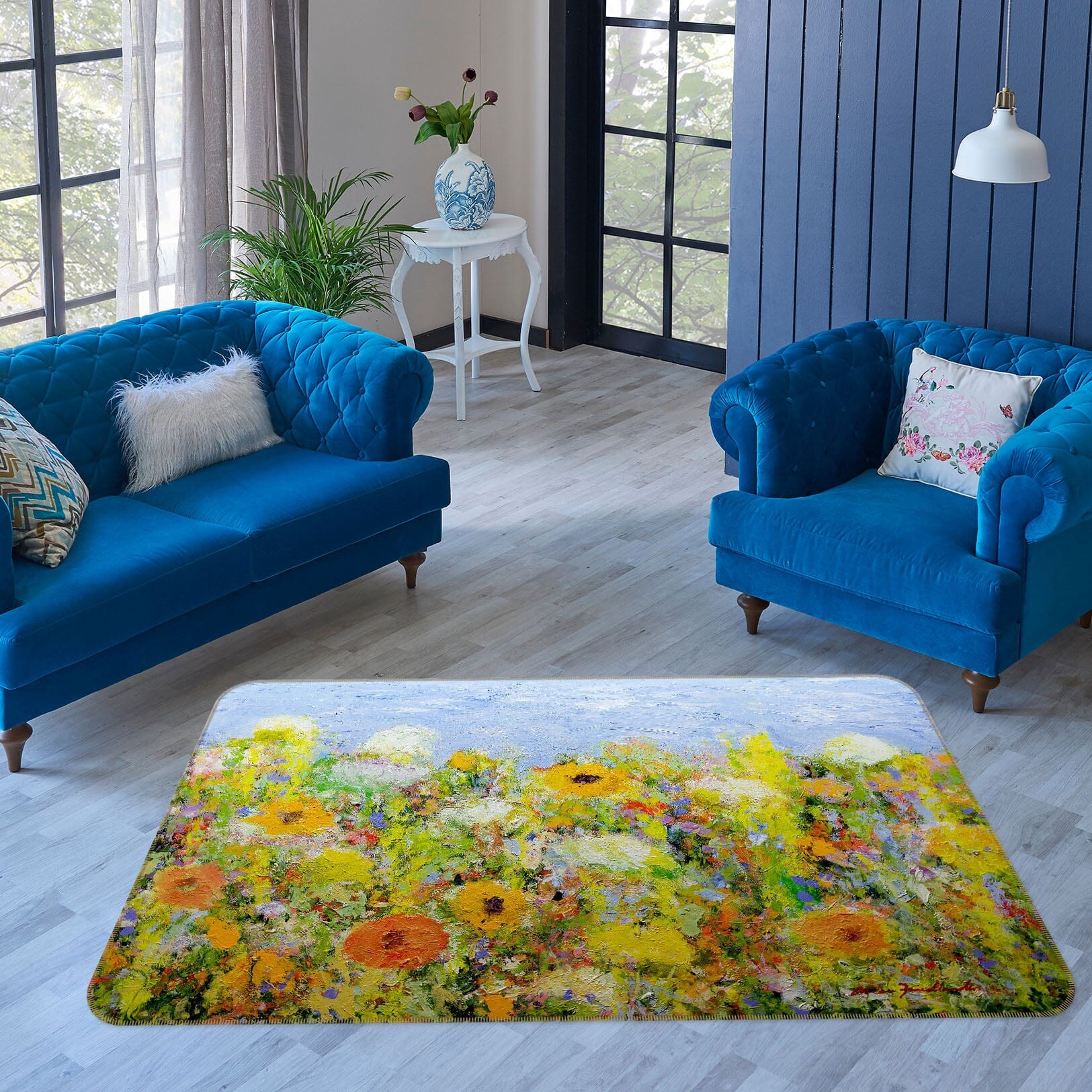 3D Summer Flowers 1115 Allan P. Friedlander Rug Non Slip Rug Mat Mat AJ Creativity Home