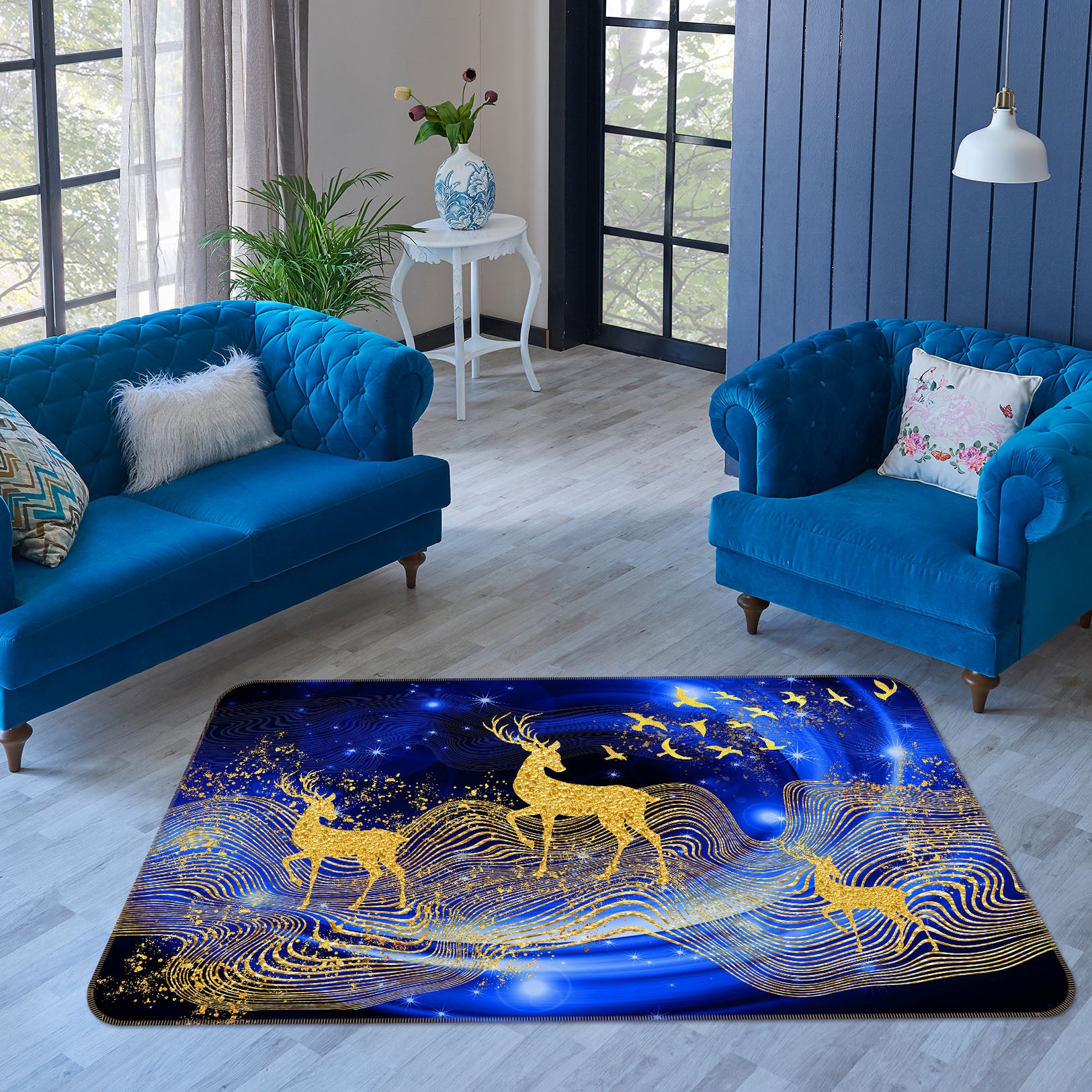3D Golden Deer 34009 Non Slip Rug Mat