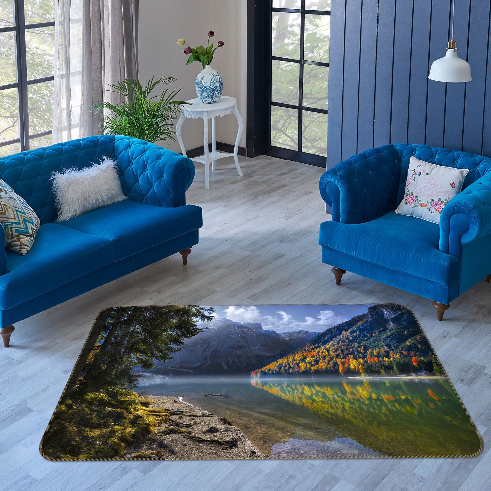 3D Forest Lake 1065 Marco Carmassi Rug Non Slip Rug Mat Mat AJ Creativity Home