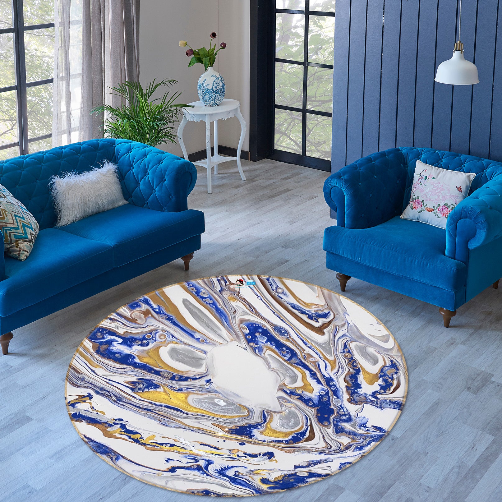 3D Pigment Texture 40001 Valerie Latrice Rug Round Non Slip Rug Mat