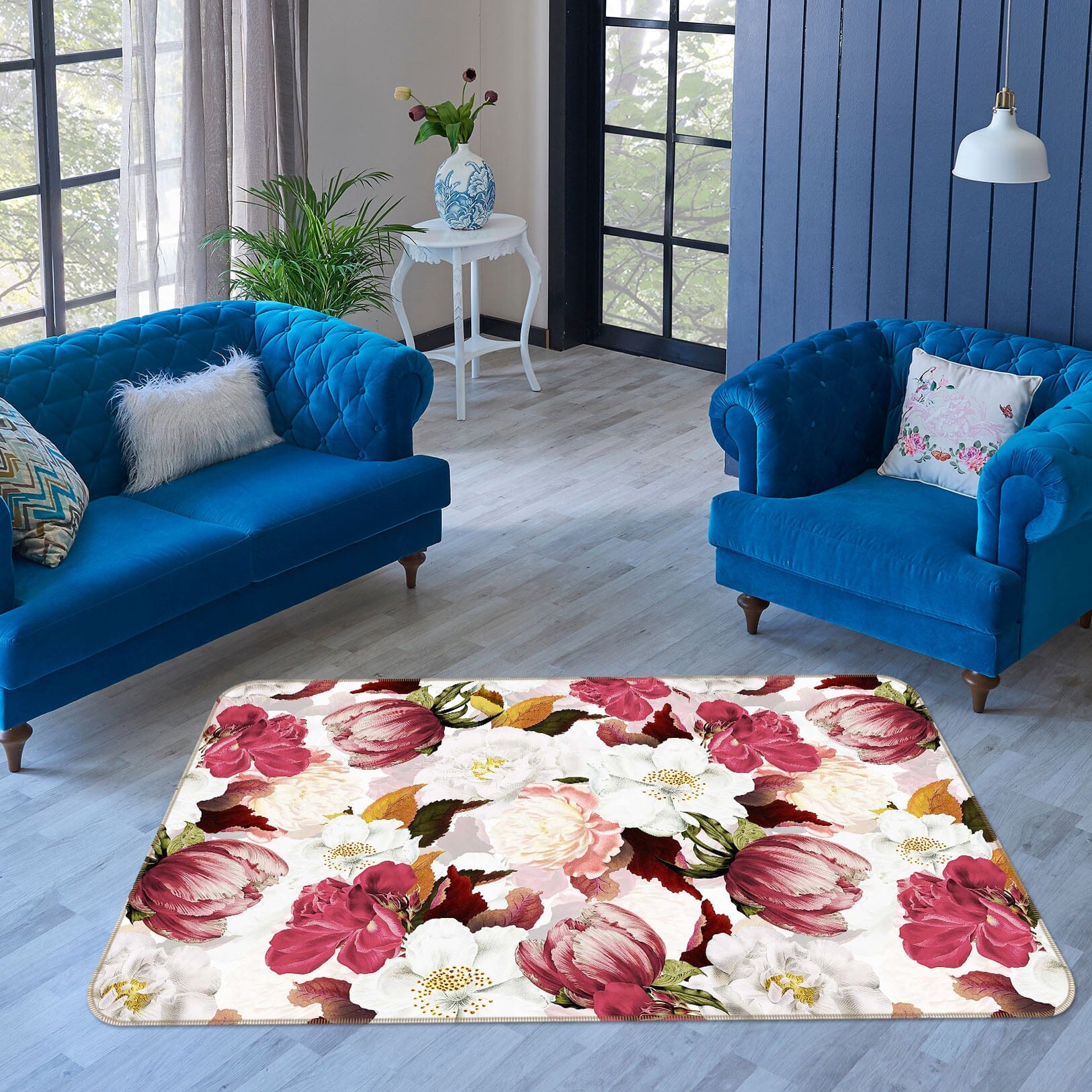 3D Flowers With Buds 161 Uta Naumann Rug Non Slip Rug Mat Mat AJ Creativity Home