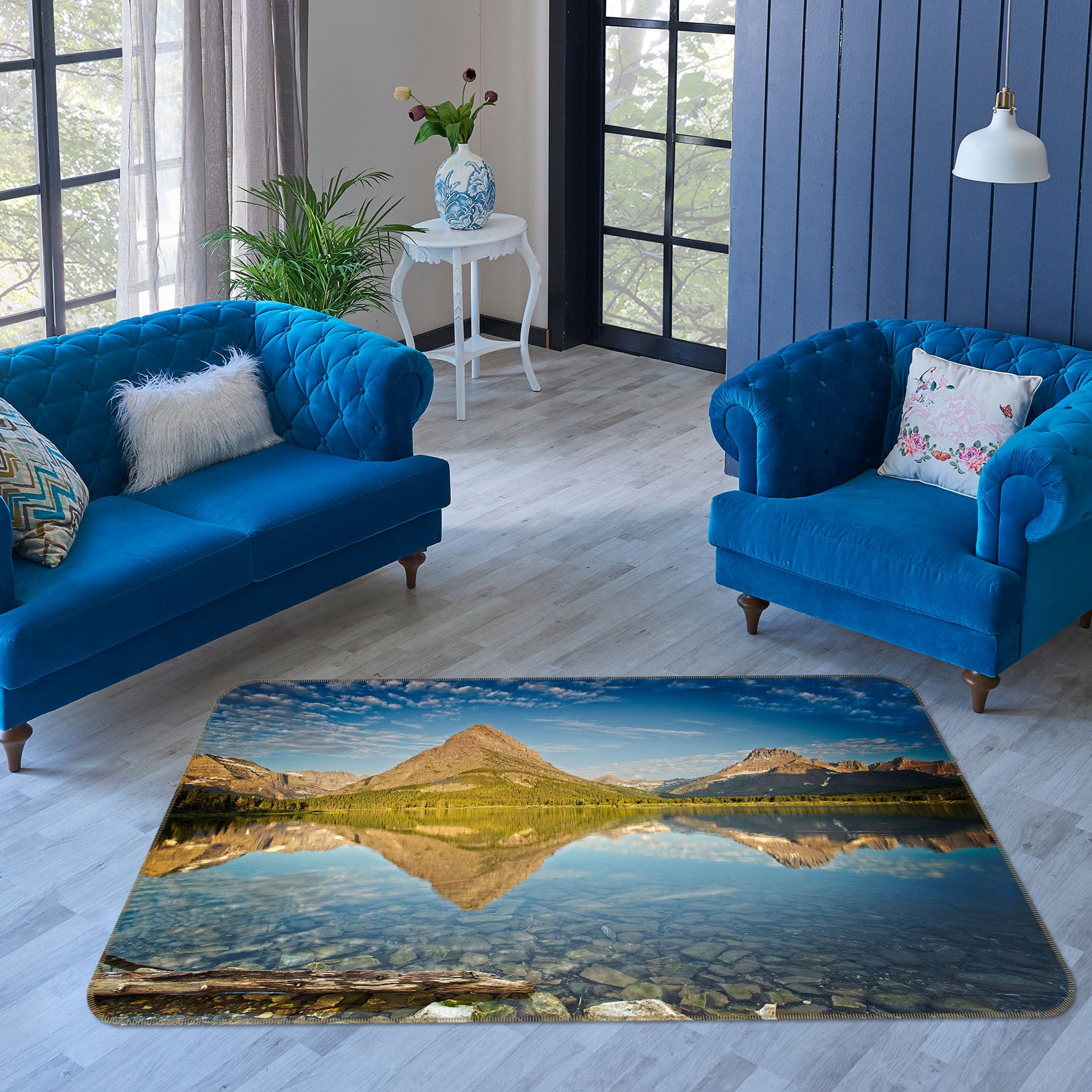 3D Swiftcurrent Lake Sunrise 84081 Kathy Barefield Rug Non Slip Rug Mat