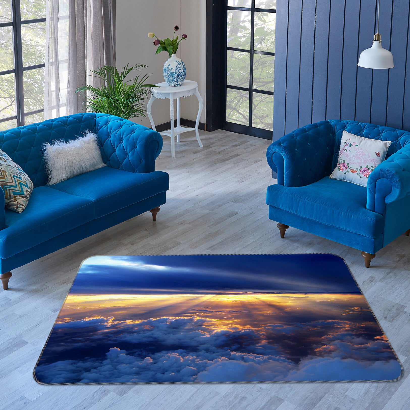 3D Clouds 31175 Non Slip Rug Mat