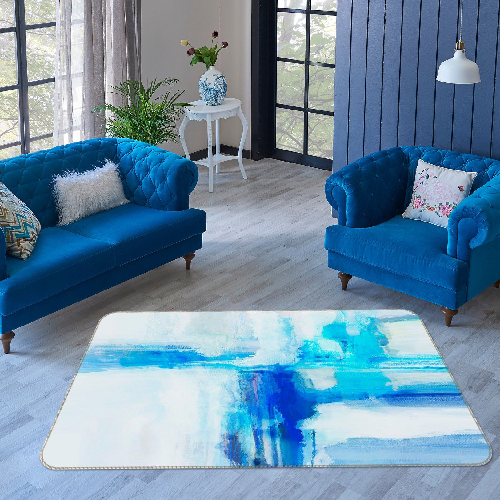 3D Blue Graffiti 1024 Michael Tienhaara Rug Non Slip Rug Mat Mat AJ Creativity Home
