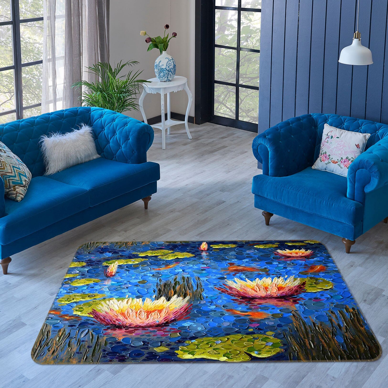 3D Lotus Pond 1005 Dena Tollefson Rug Non Slip Rug Mat Mat AJ Creativity Home