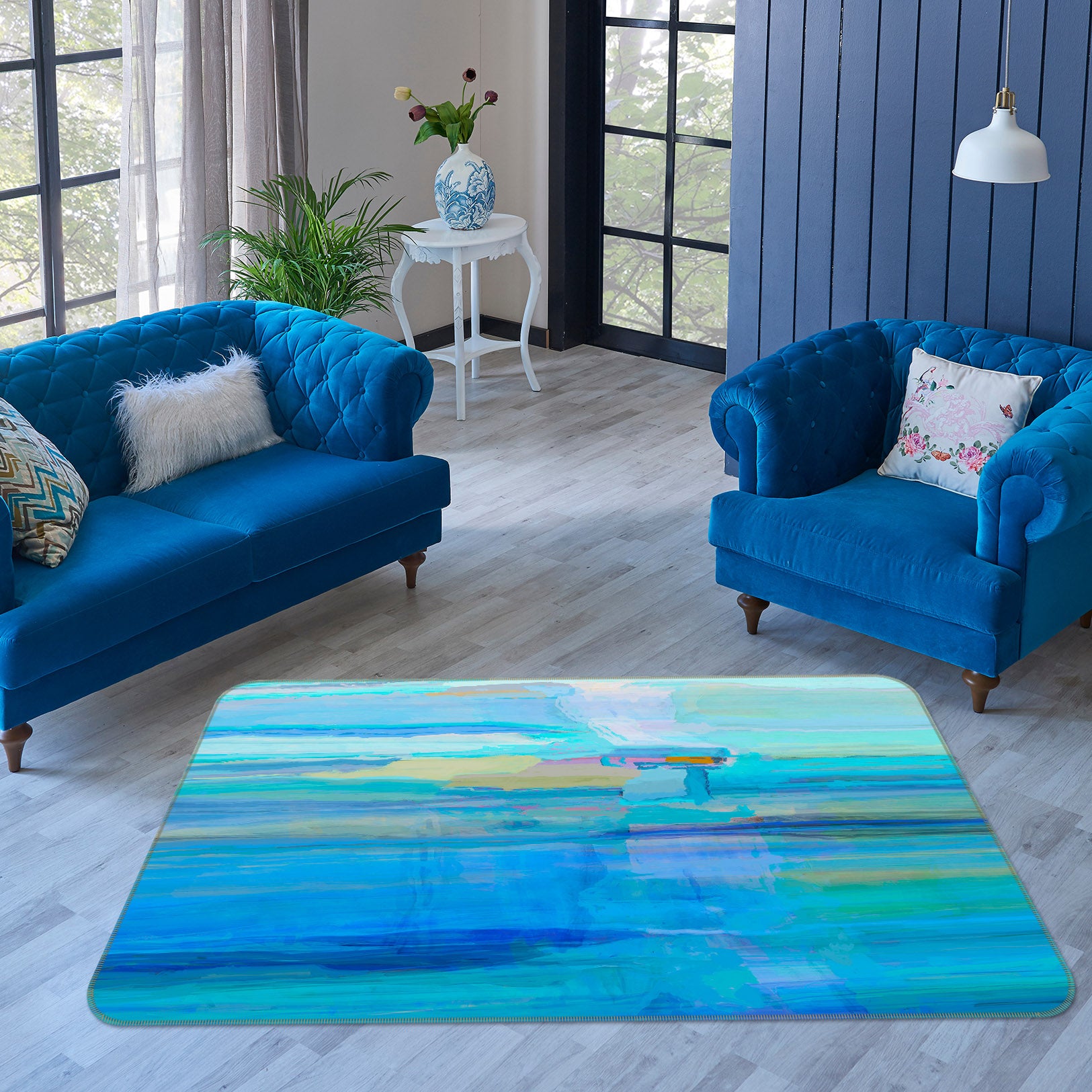 3D Blue Ink Paint 84007 Michael Tienhaara Rug Non Slip Rug Mat