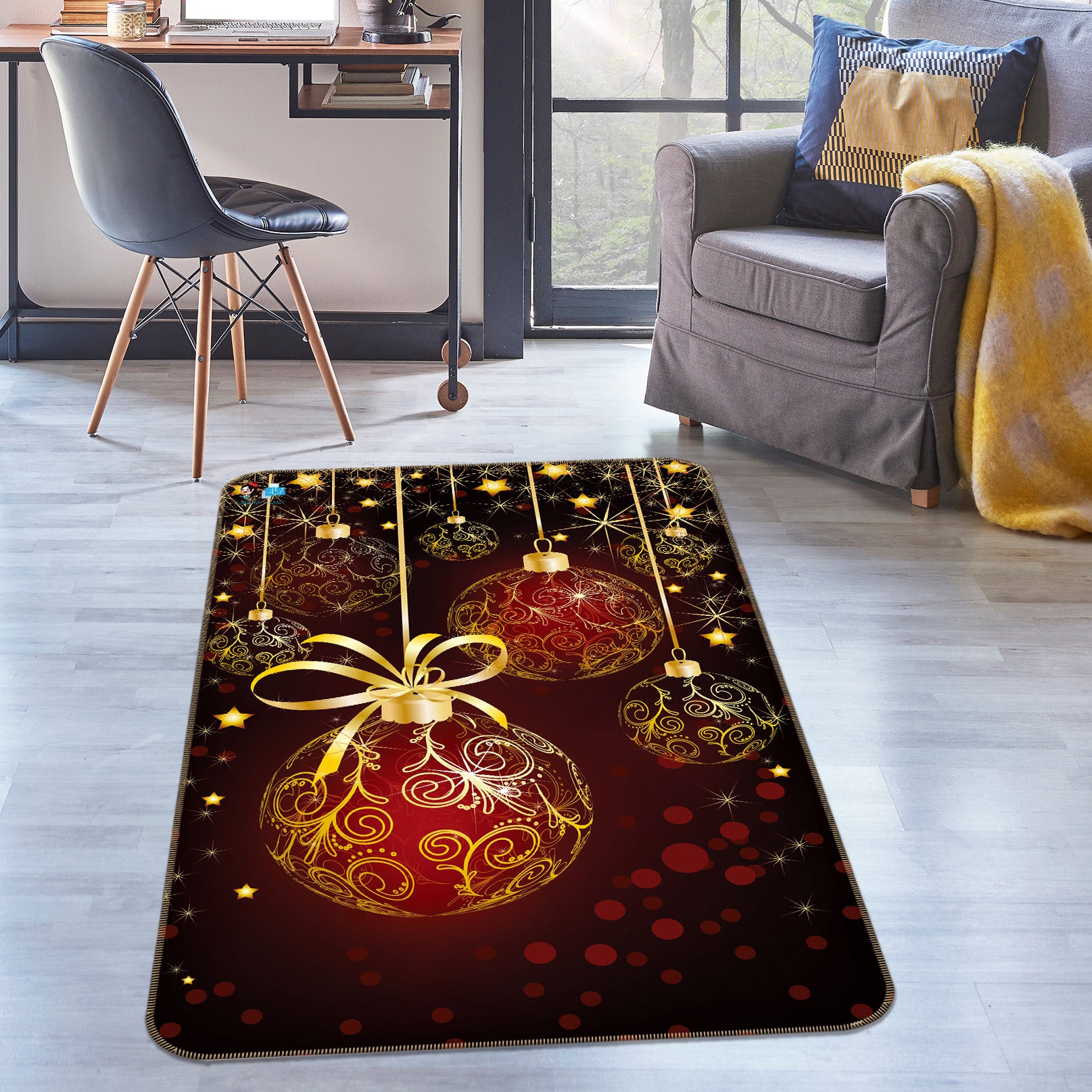 3D Ball 55127 Christmas Non Slip Rug Mat Xmas