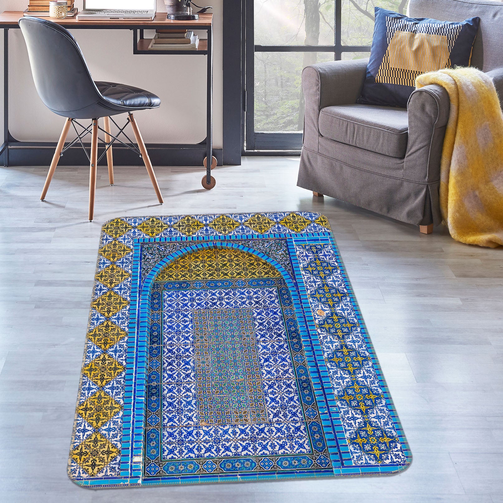3D Blue Brick 192 Assaf Frank Rug Non Slip Rug Mat