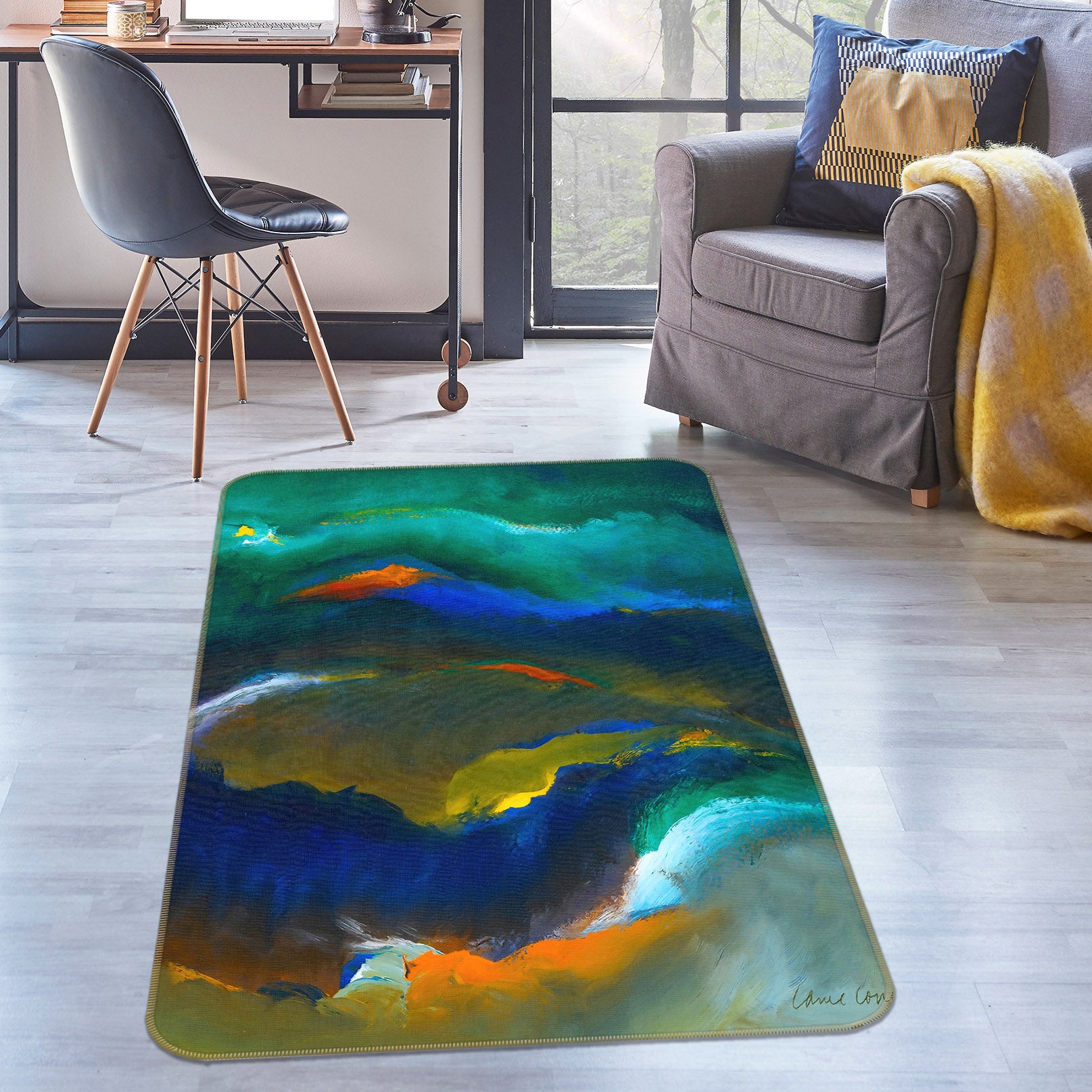 3D Colored Clouds 65046 Non Slip Rug Mat