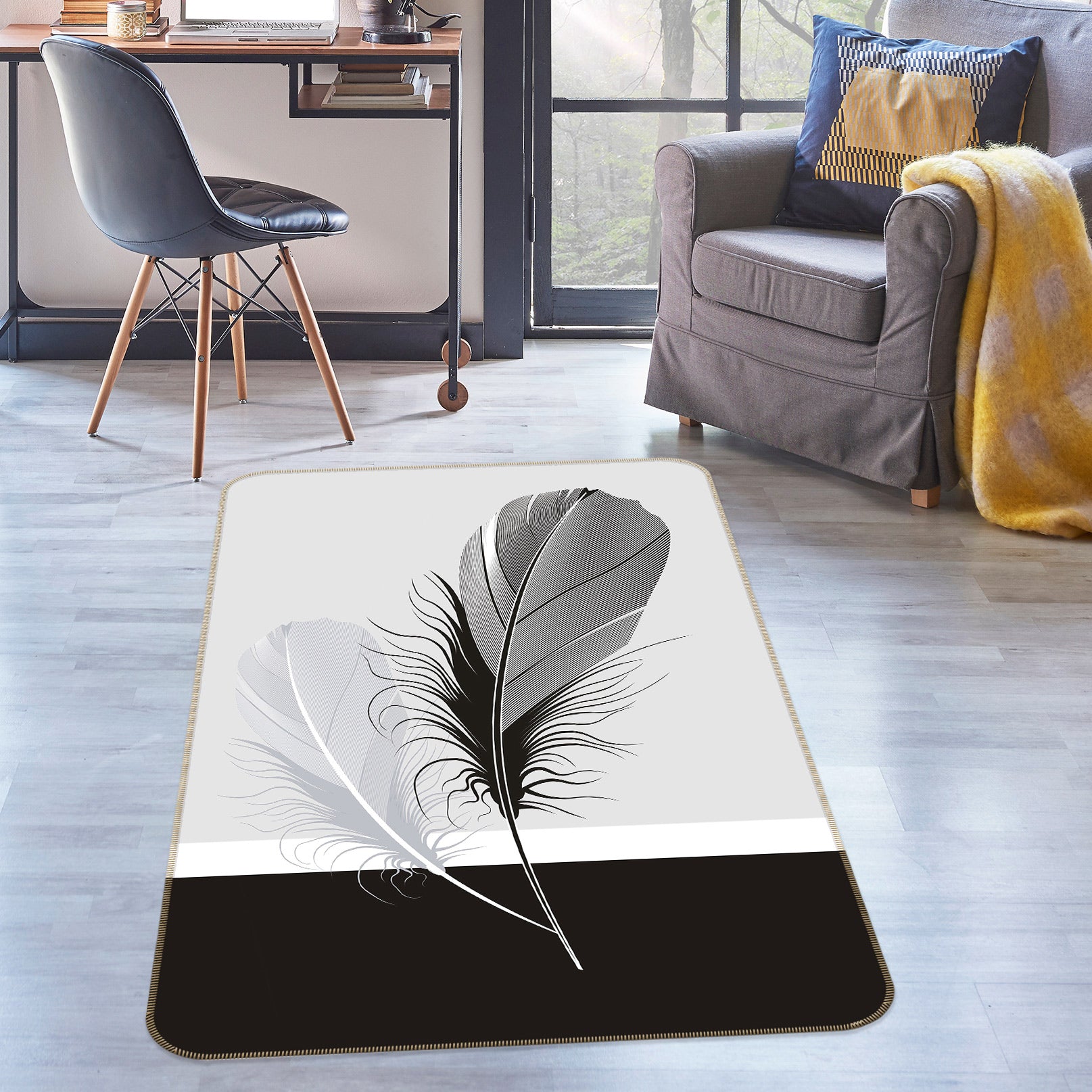 3D Feather 76166 Non Slip Rug Mat