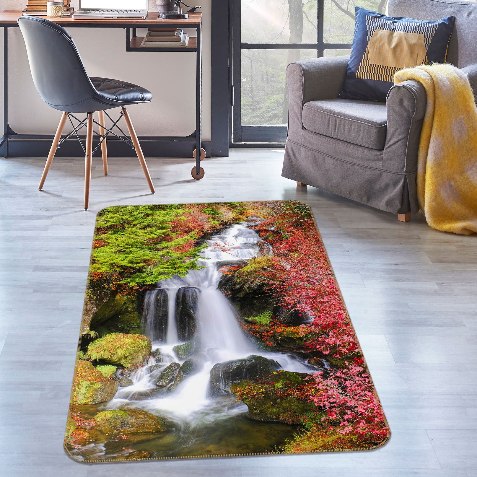 3D Mountain Waterfall 26163 Non Slip Rug Mat