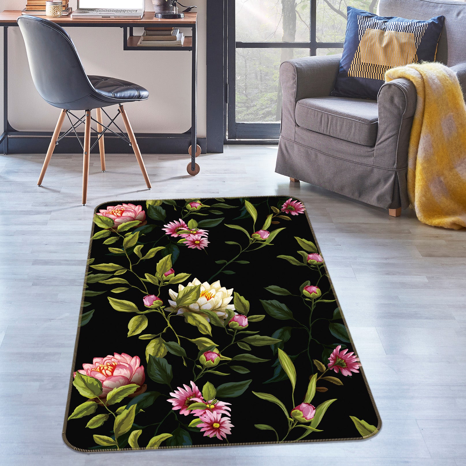 3D Flowers 26066 Non Slip Rug Mat